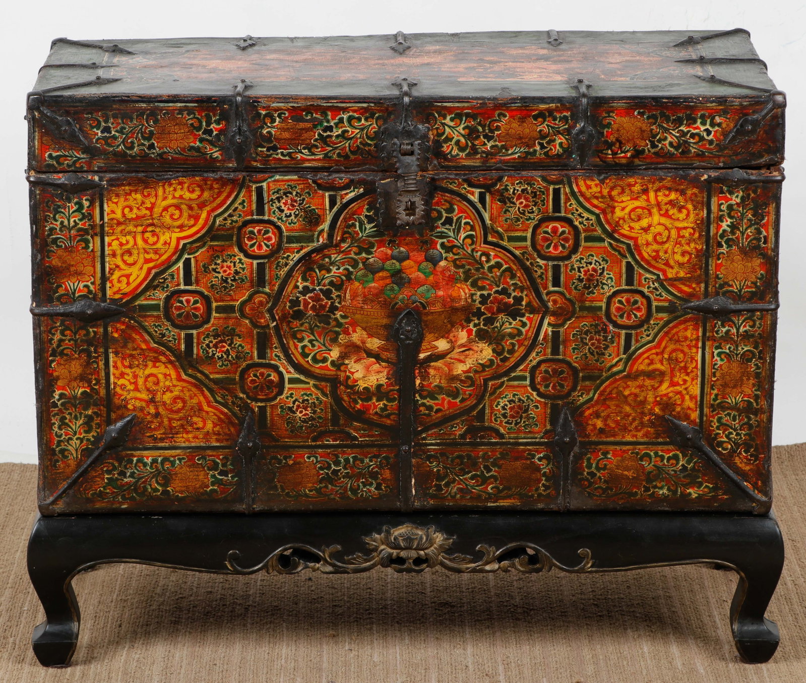 Tibetan Painted Leather Trunk (1 of 8)