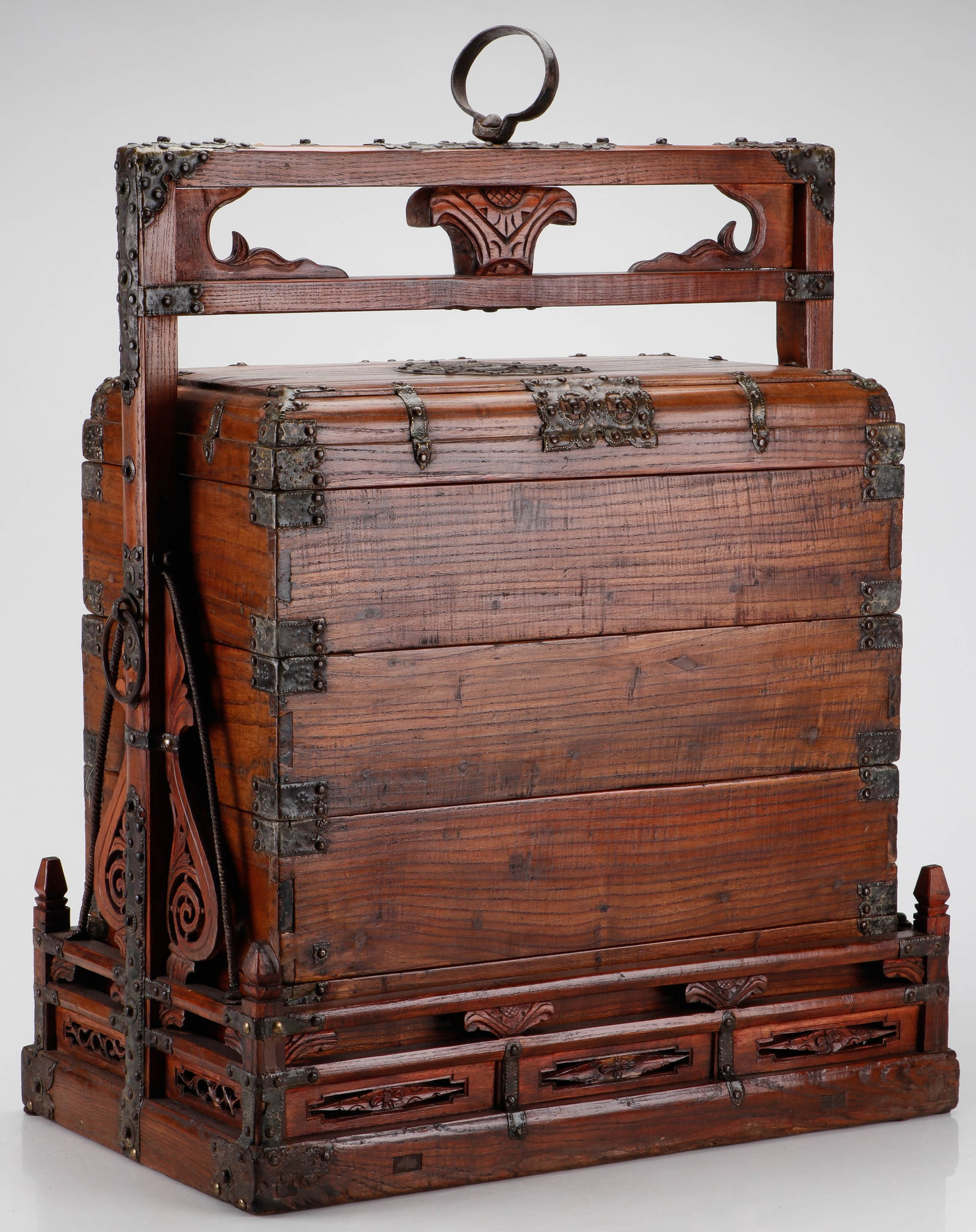 Antique Chinese Stacking Wedding Dowry Chest On Frame (1 of 6)