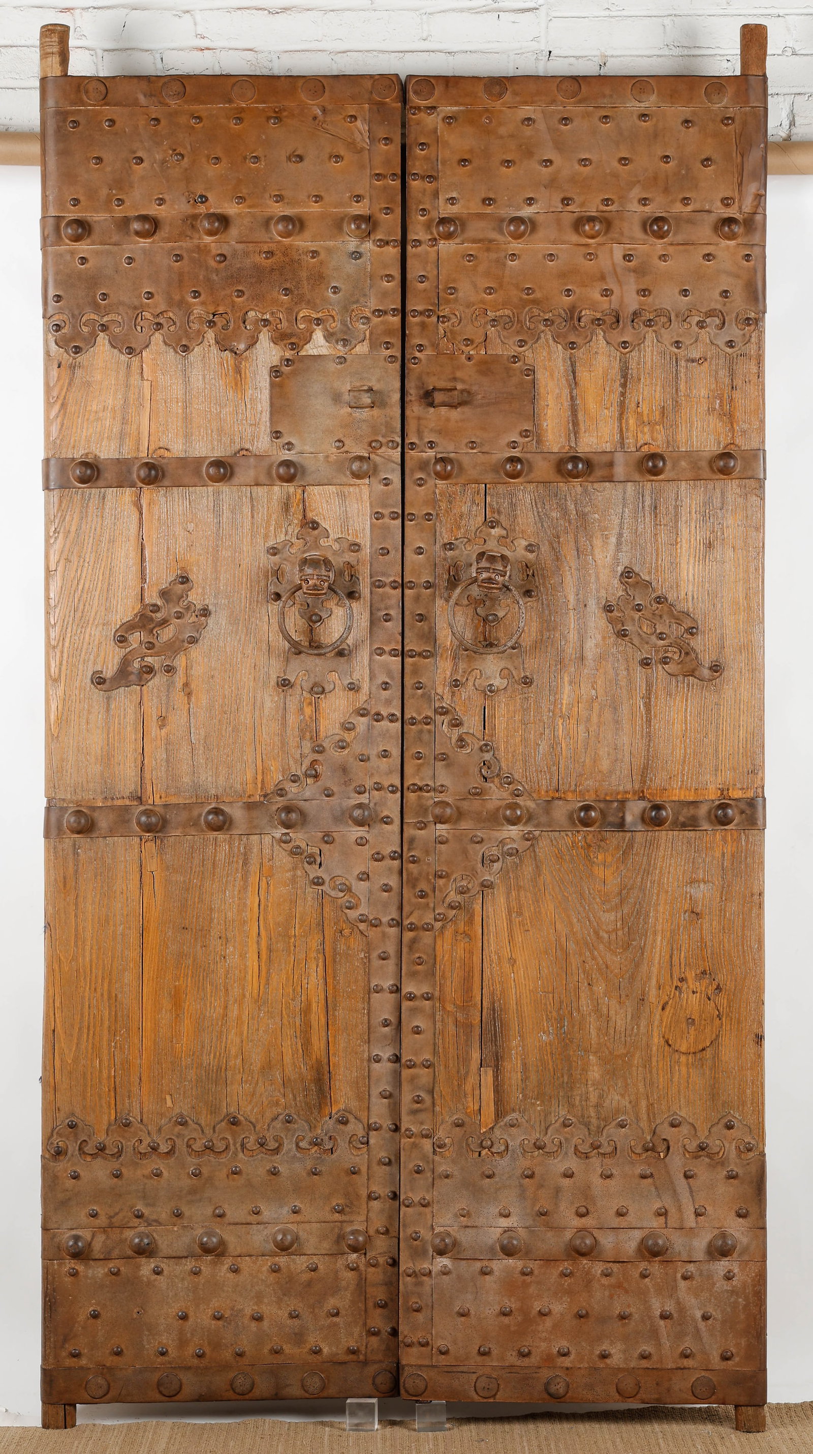 Pair Of Antique Chinese Iron-Mounted Double Doors (1 of 3)