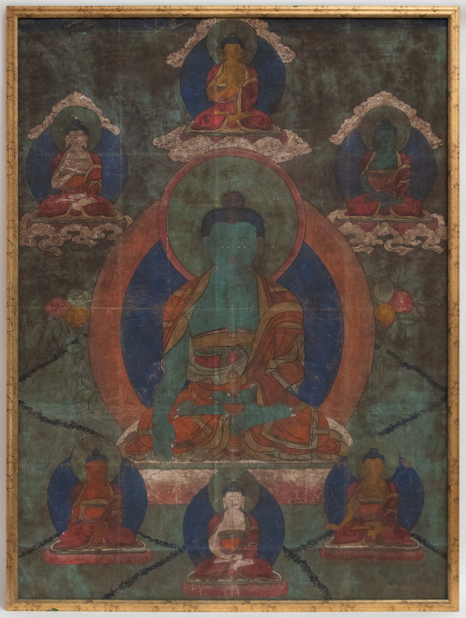 Monumental Tibetan Thangka of Medicine Buddha, 86'' x 65'' (1 of 3)