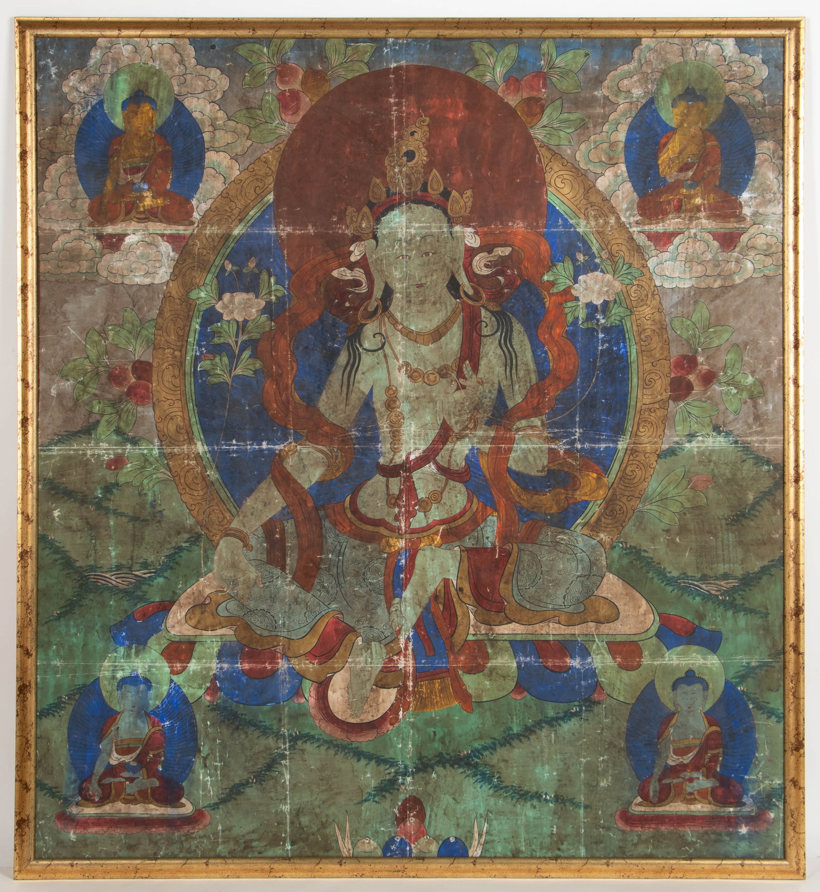 Monumental Tibetan Thangka of Tara, 72'' x 66'' (1 of 3)