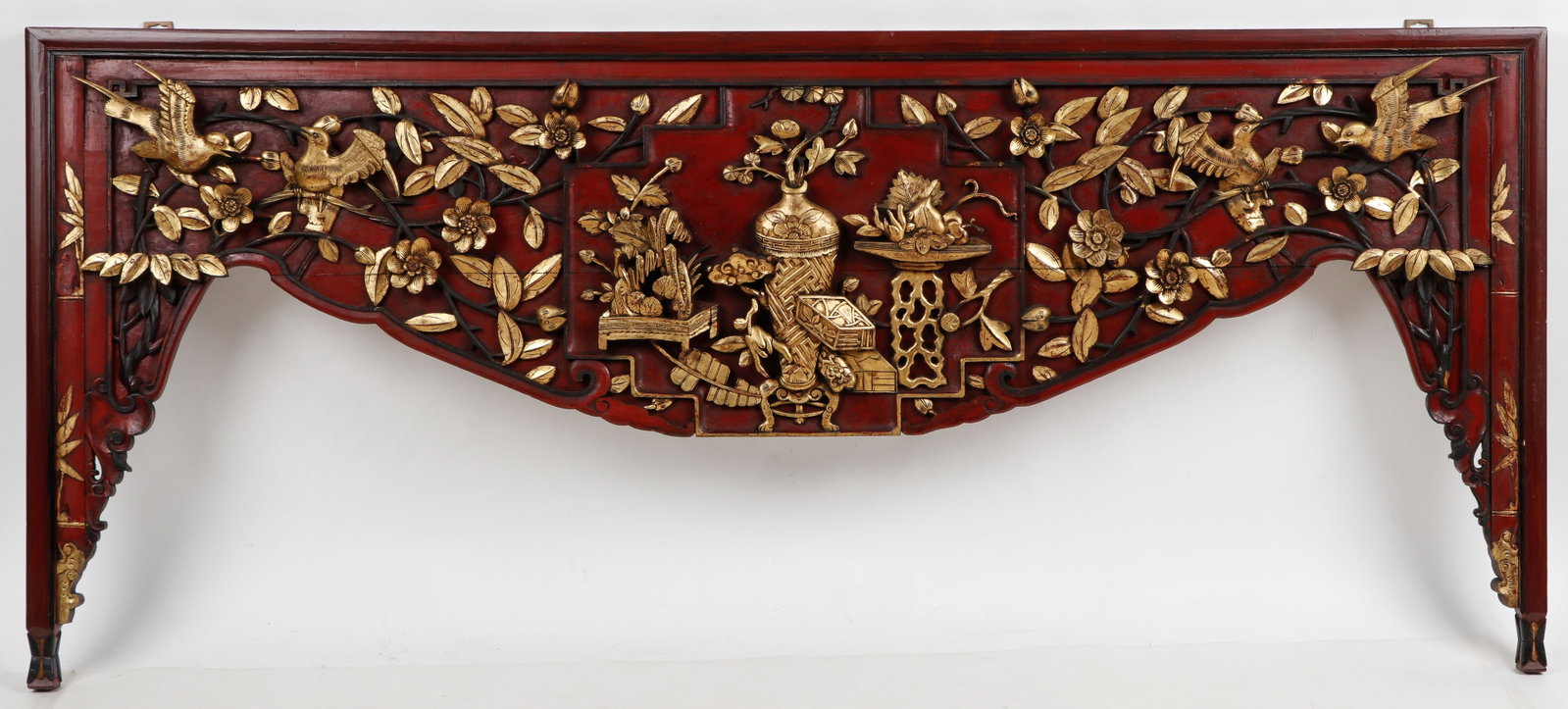 Chinese Carved Wood Gilt Decorated Doorway Valance (1 of 3)