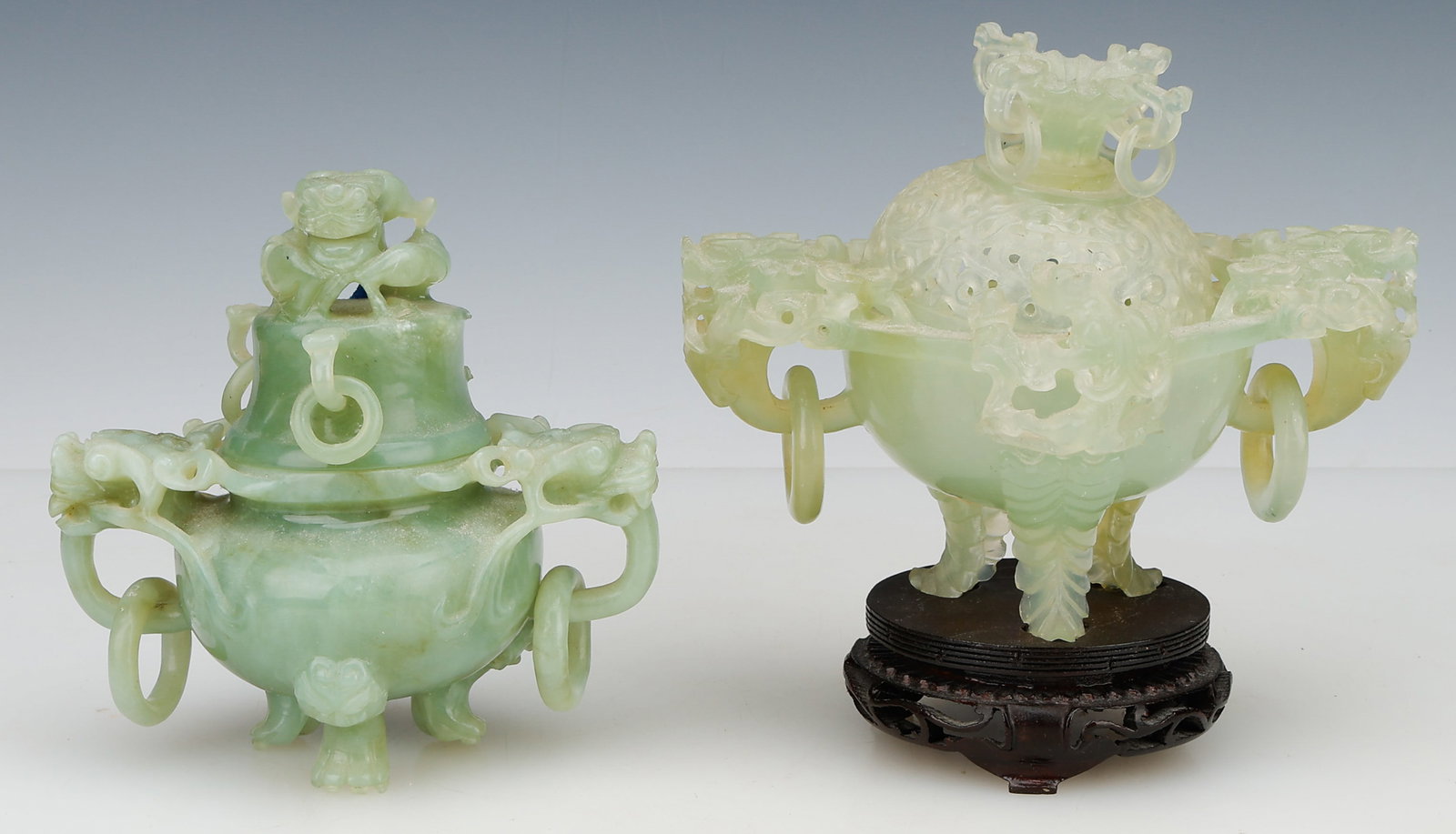 Group Of 2 Chinese Celadon Jade Censers (1 of 5)