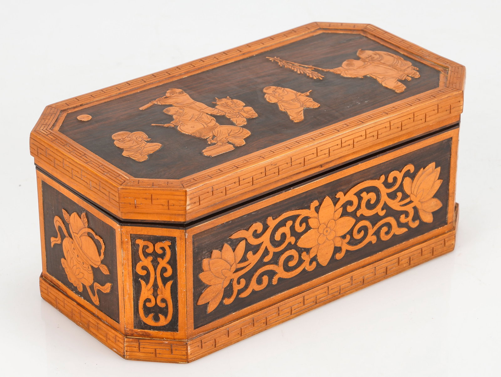Chinese Zitan Applique Desk Box, Qing Dynasty (1 of 9)