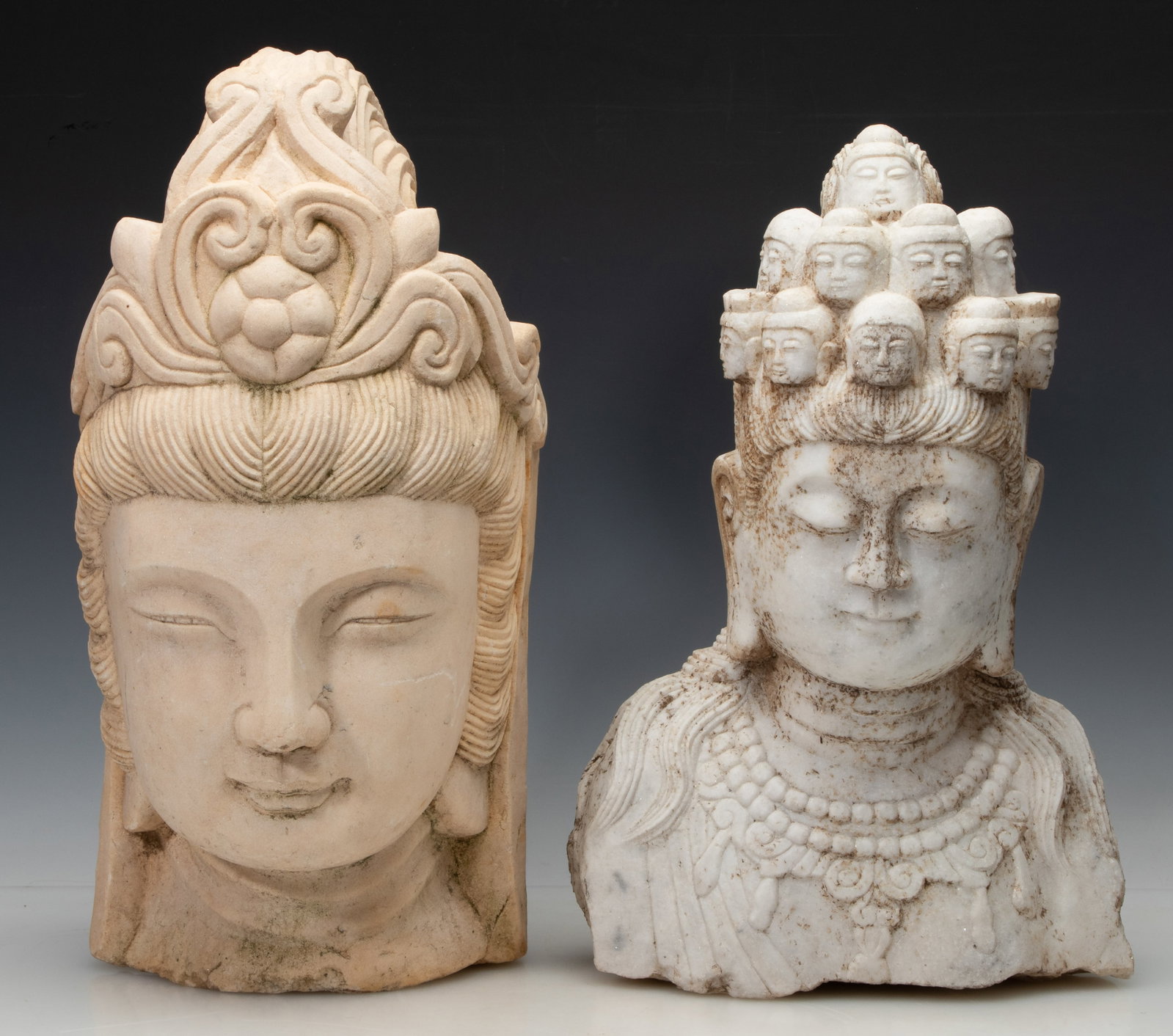 2 Chinese Carved Stone And Marble Heads (1 of 6)