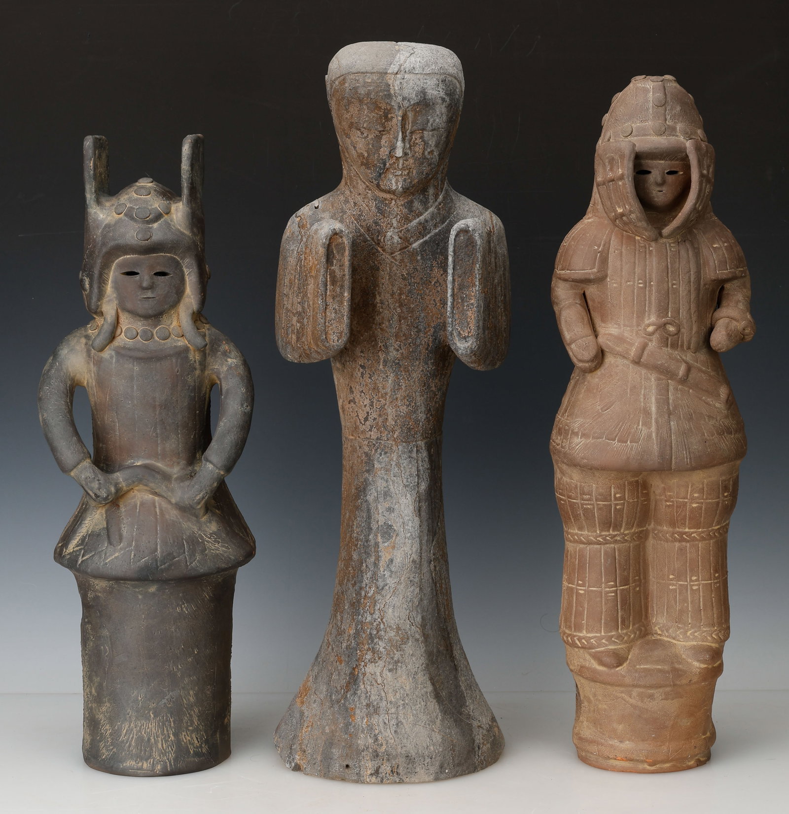 2 Japanese Terracotta Haniwa Warrior Sculptures And Cast Stone Figure (1 of 5)