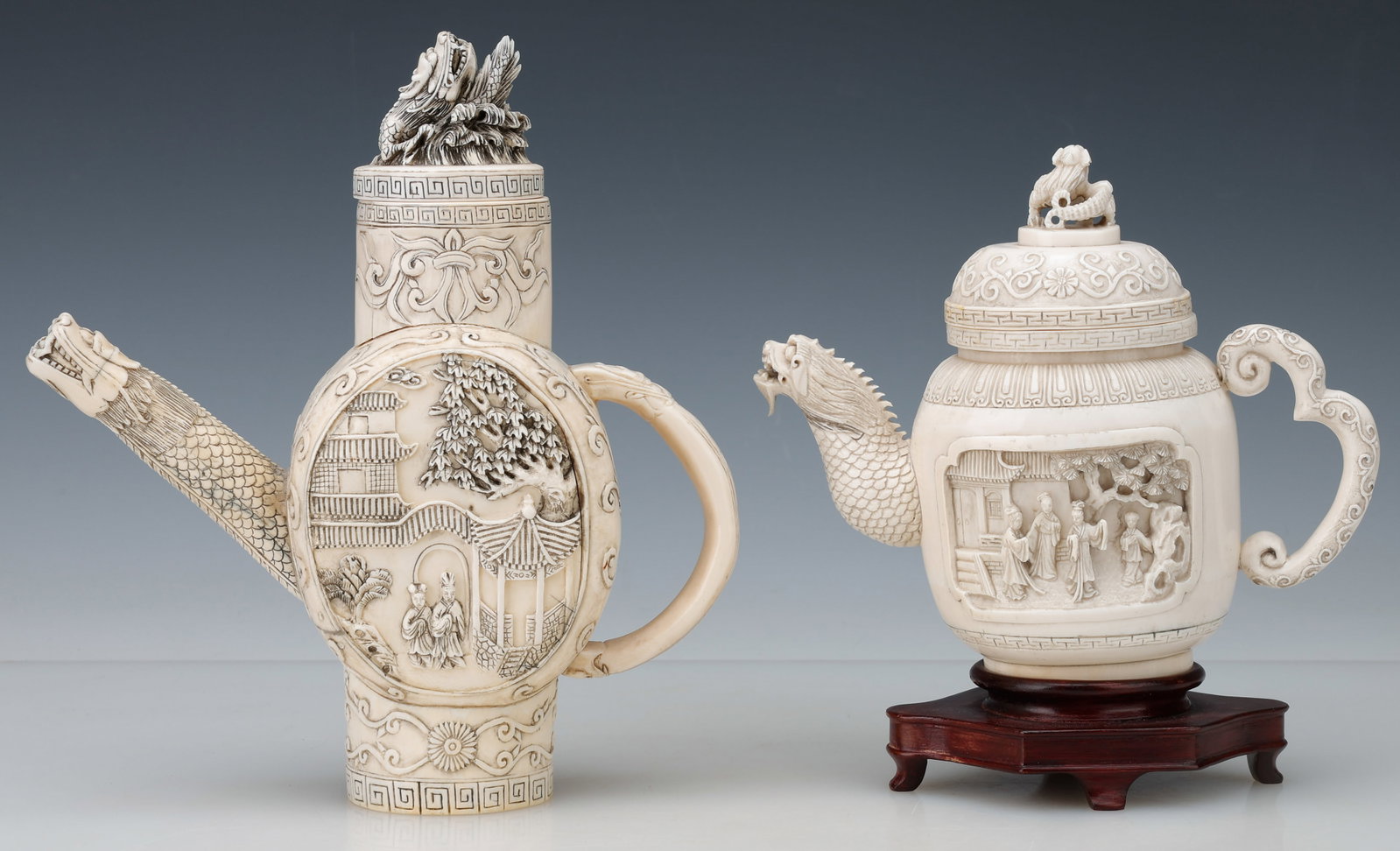 2 Antique Chinese Carved Teapots, Qing Dynasty To Early Republic Period, 1880-1920 (1 of 6)