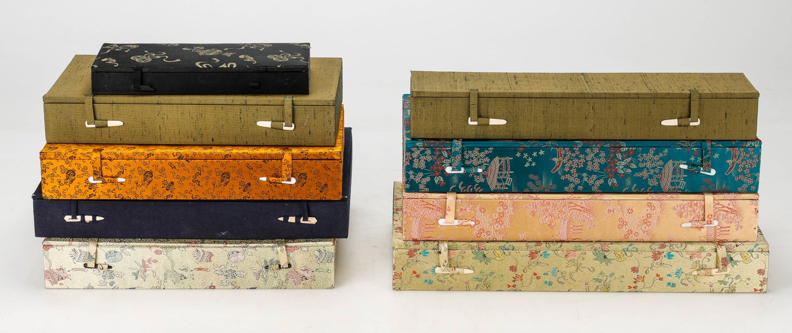 Group Of 9 Compartmented Snuff Bottle Cases. (1 of 4)