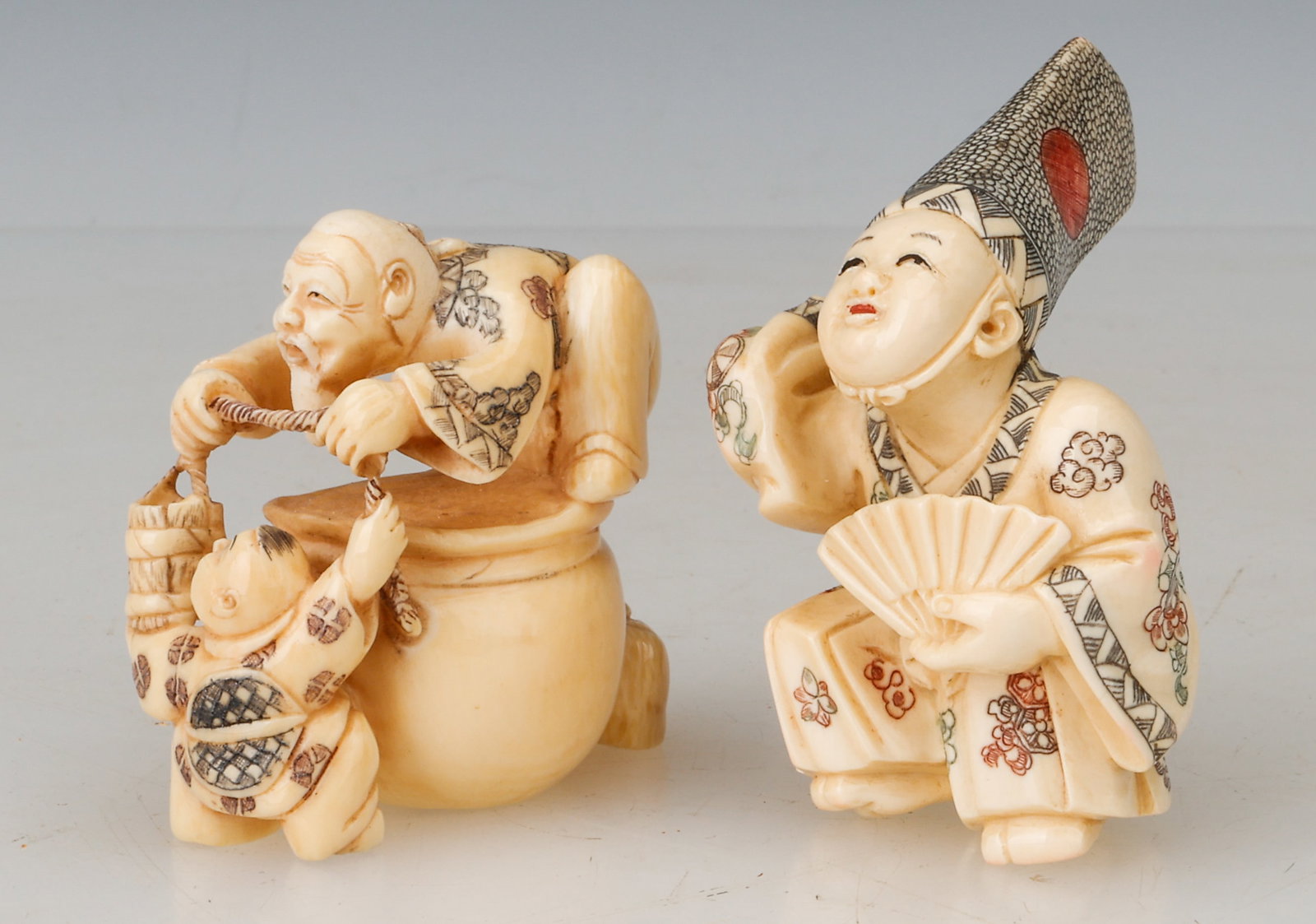 2 Antique Signed Japanese Figural Netsukes (1 of 5)