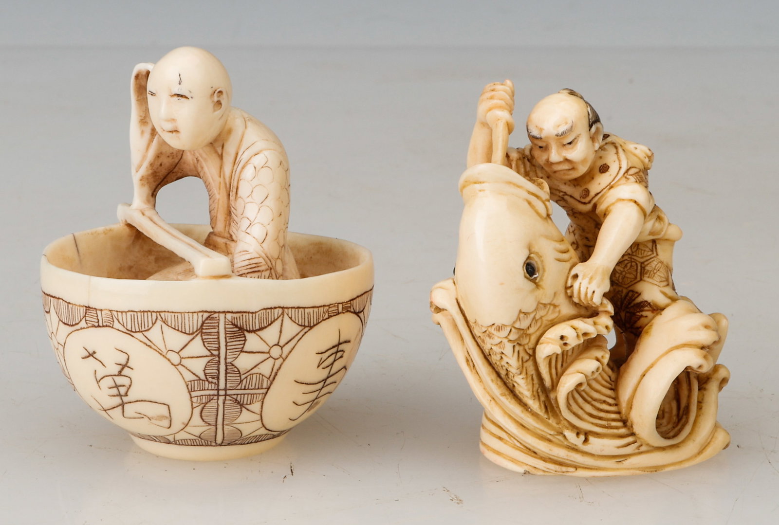 2 Antique Signed Japanese Figural Netsukes (1 of 5)