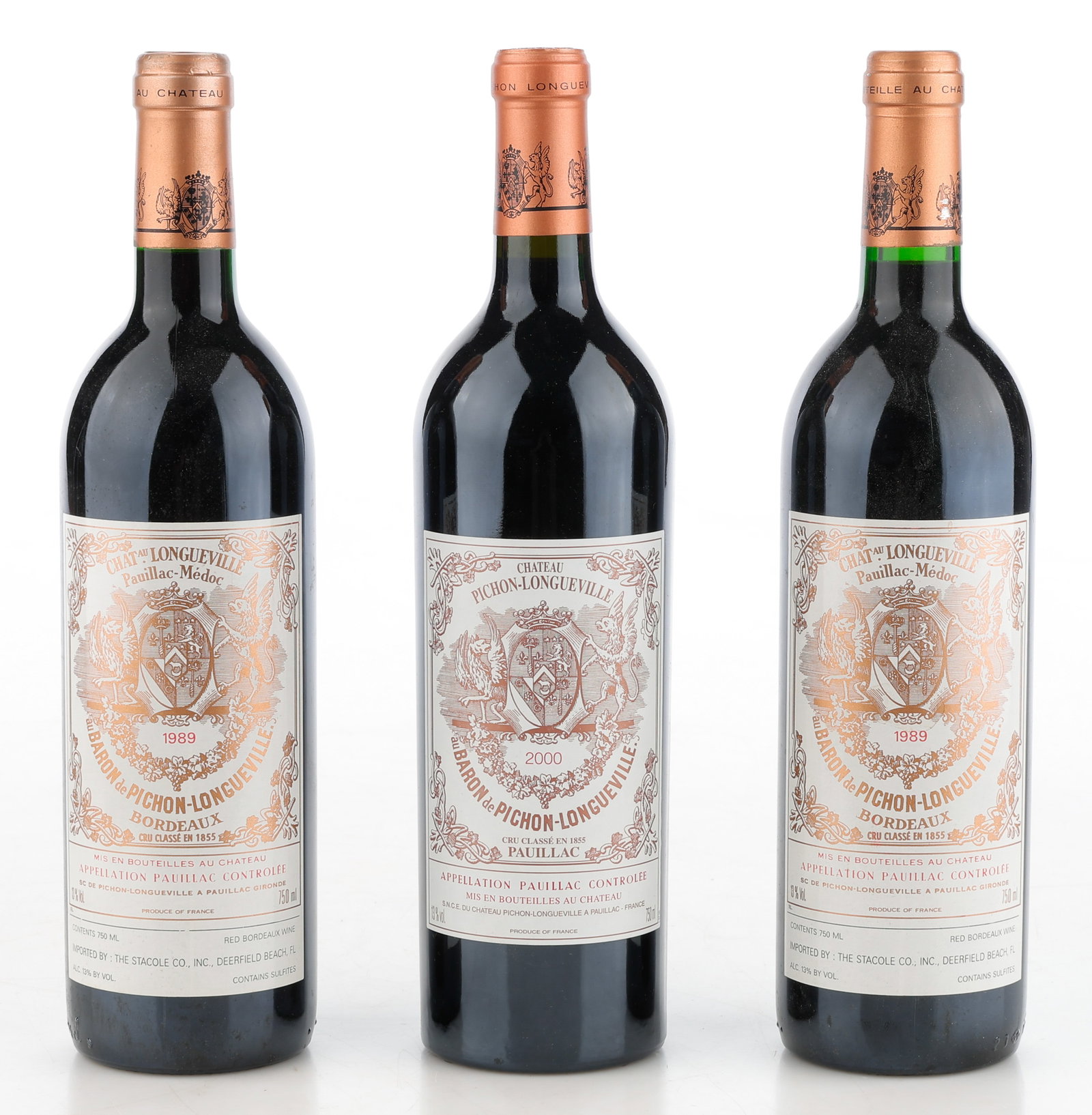 3 Bottles of Chateau Pichon Longueville Baron, 1989 (2), 2000 (1 of 2)