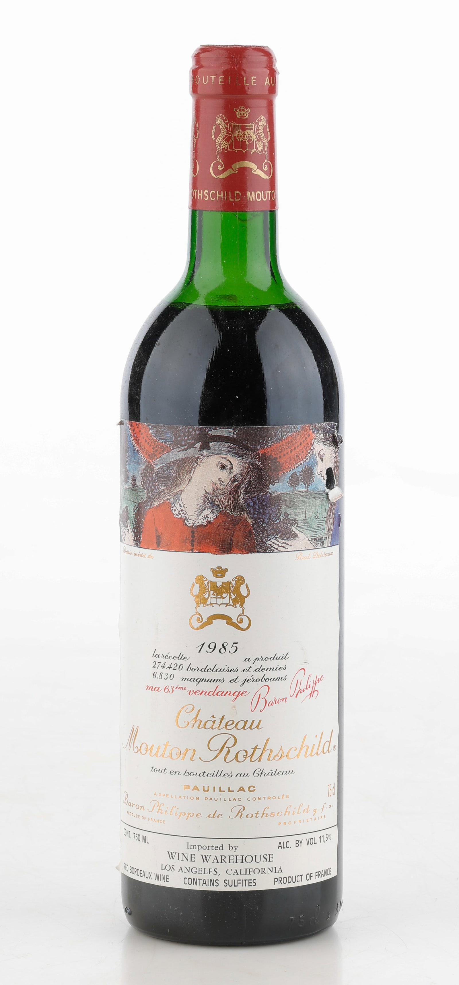 1 Bottle of Chateau Mouton Rothschild, 1985, French Bordeaux Wine (1 of 2)