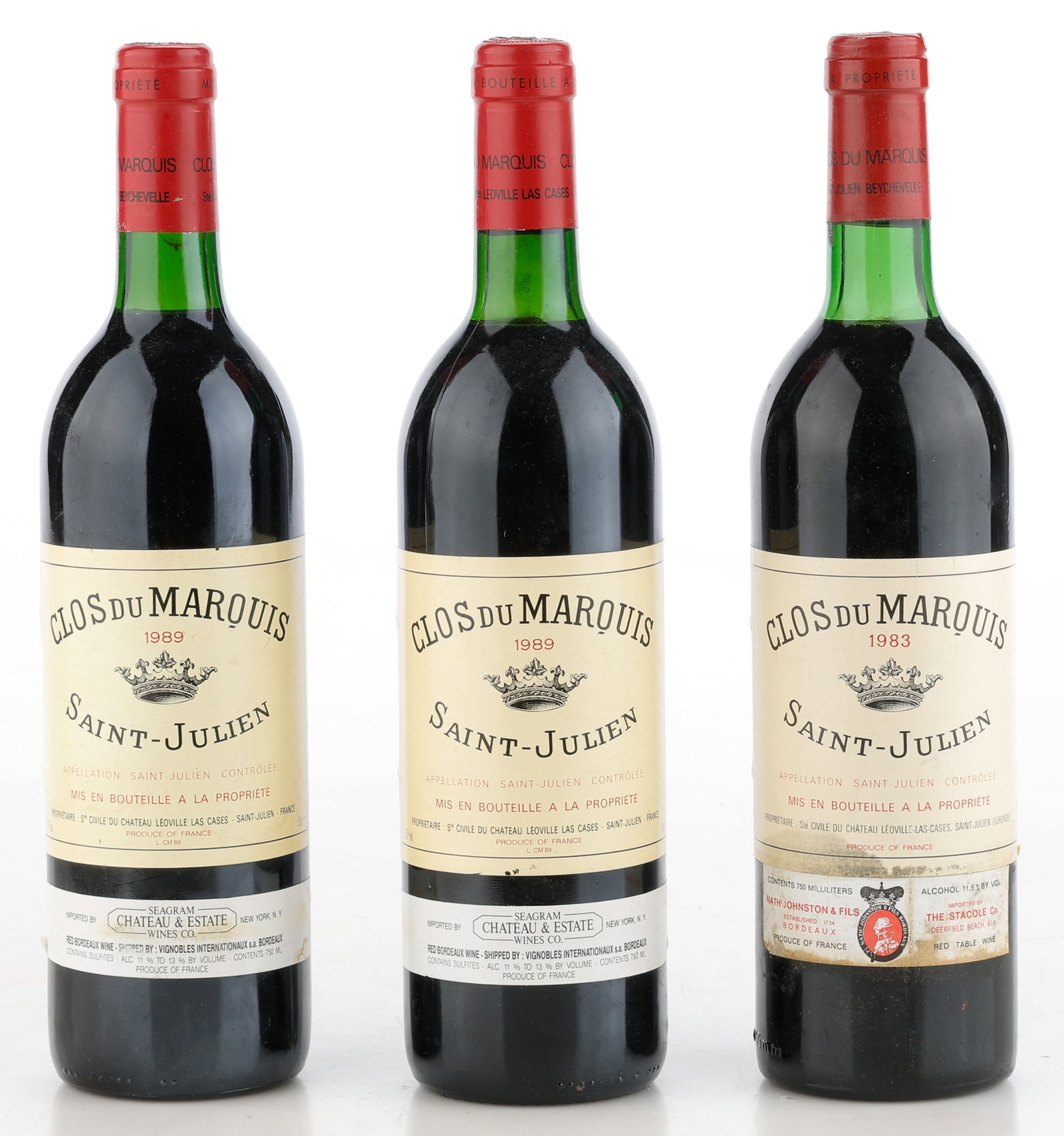 3 Bottles of Clos du Marquis Saint-Julien, 1983 (1), 1989 (2) (1 of 2)