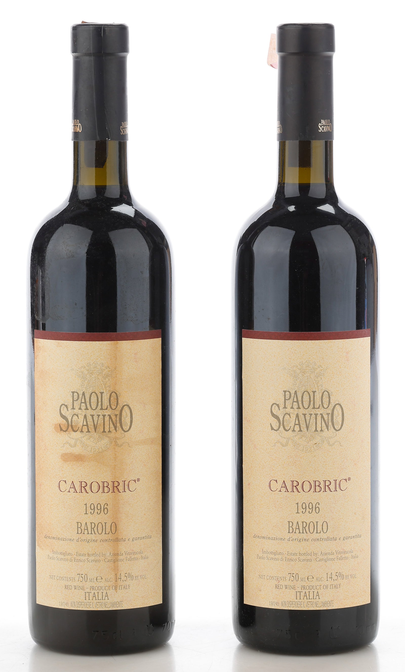 2 Bottles of Paolo Scavino 1996 Barolo Carobric, Italian Red Wine, Piedmont (1 of 2)
