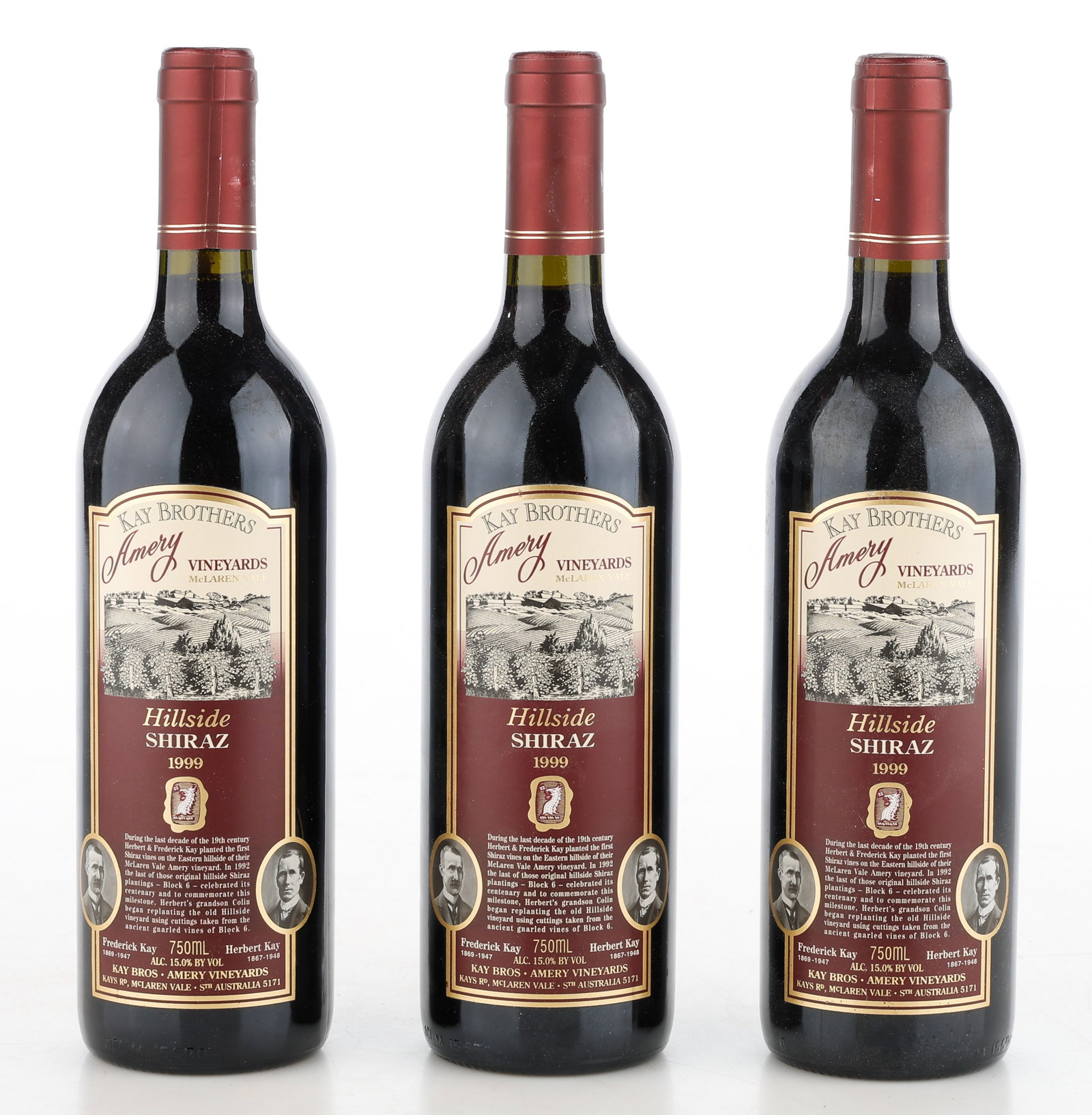 3 Bottles of Kay Brothers Amery Vineyards Hillside Shiraz, 1999 (1 of 2)