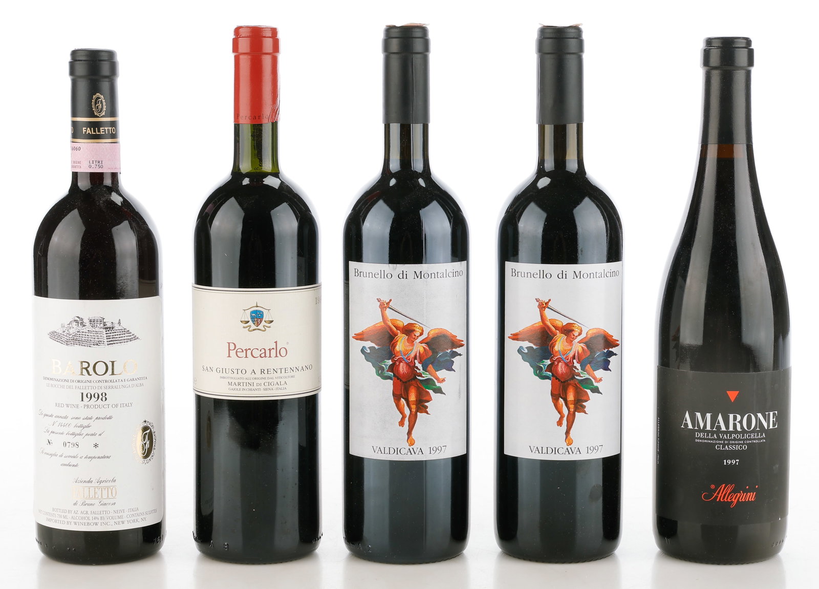 Italian Oenophile's Lot Of 5 Bottles Of Red Wines (1 of 2)