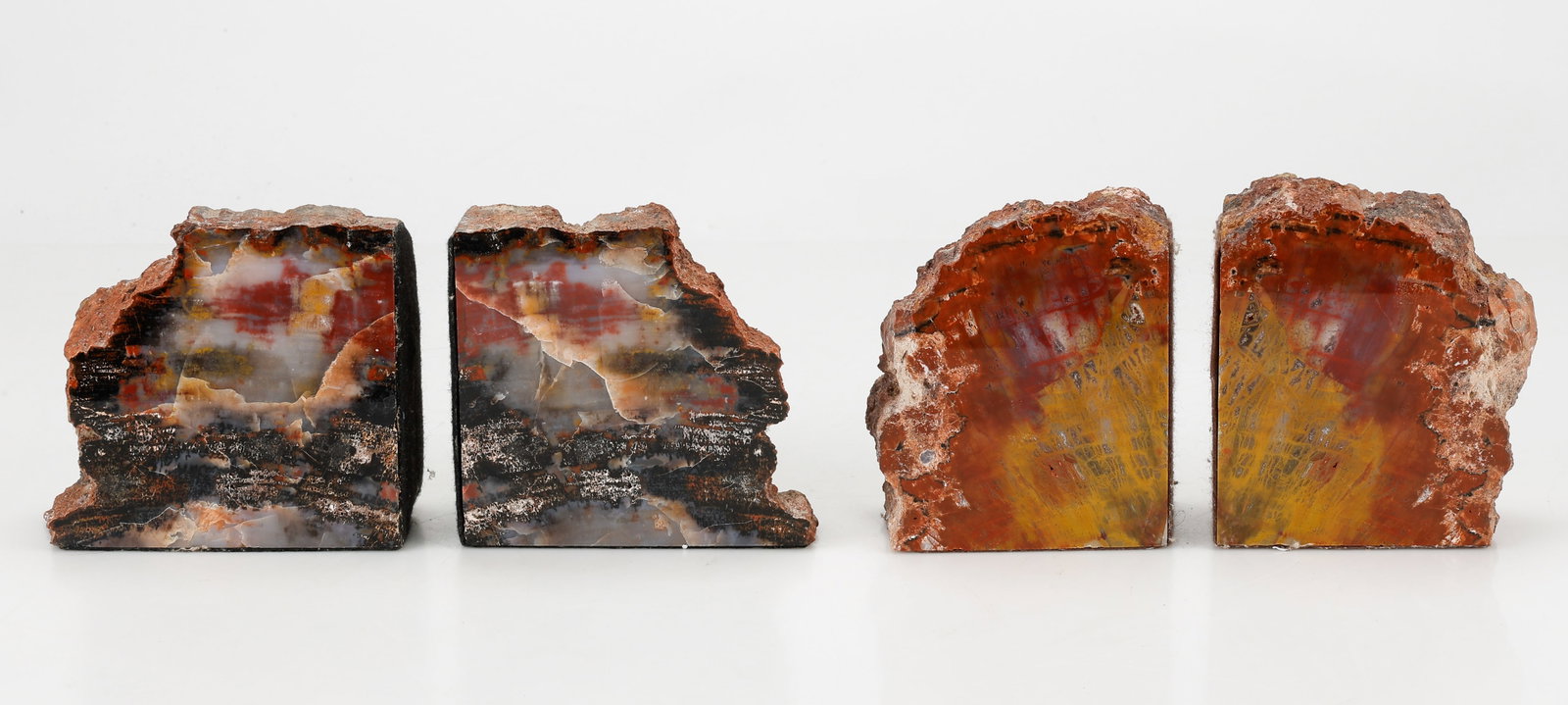2 Pairs Of Petrified Wood Bookends (1 of 6)