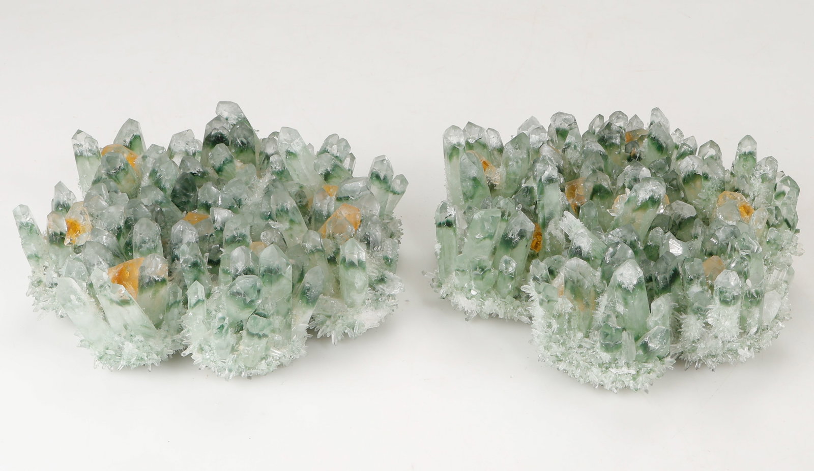 2 Green Phantom Quartz Crystal Clusters (1 of 5)