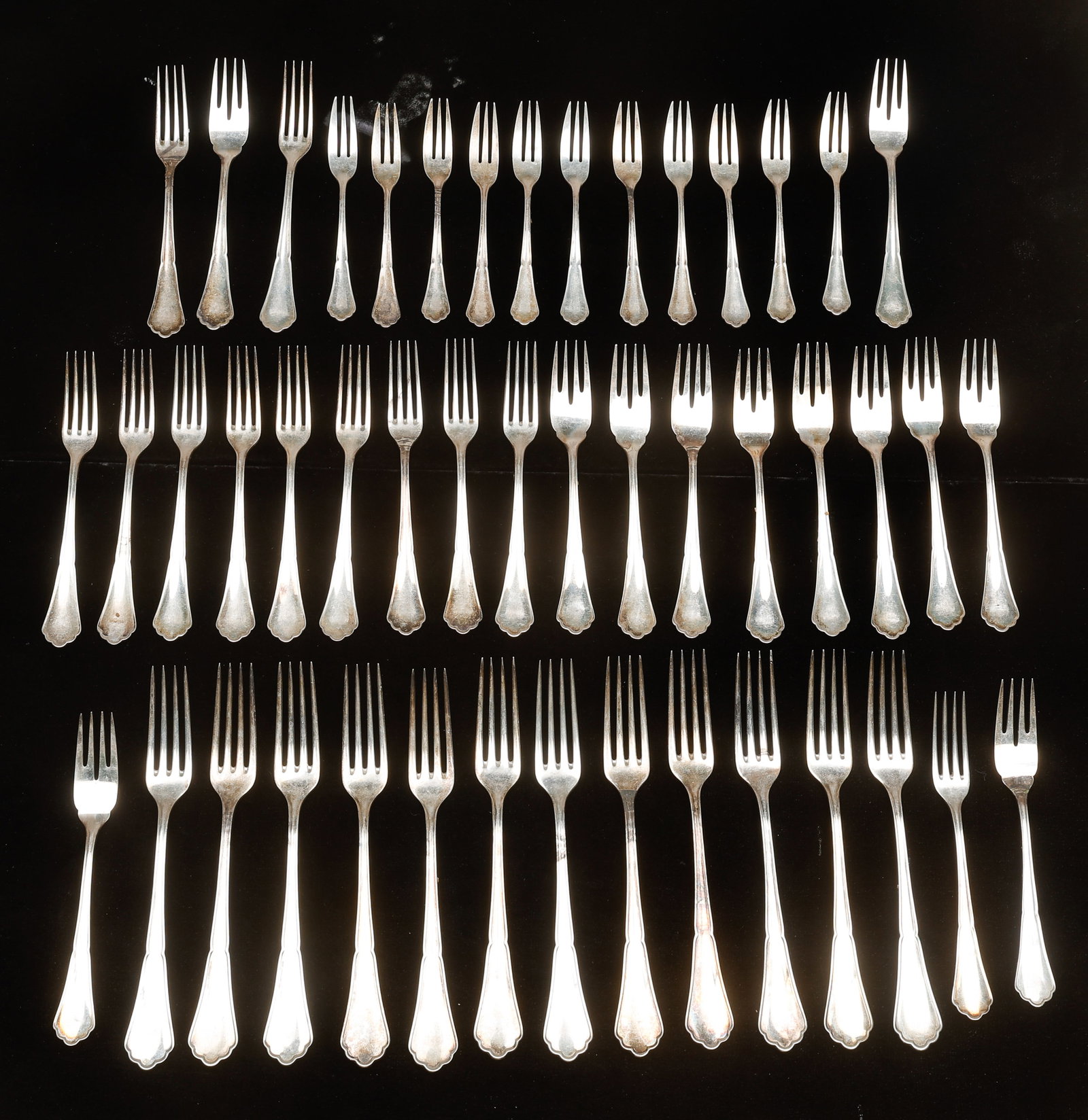 Group Of 47 Marked .800 Silver Assorted Forks, Weight: 65.0 ozt. (1 of 3)