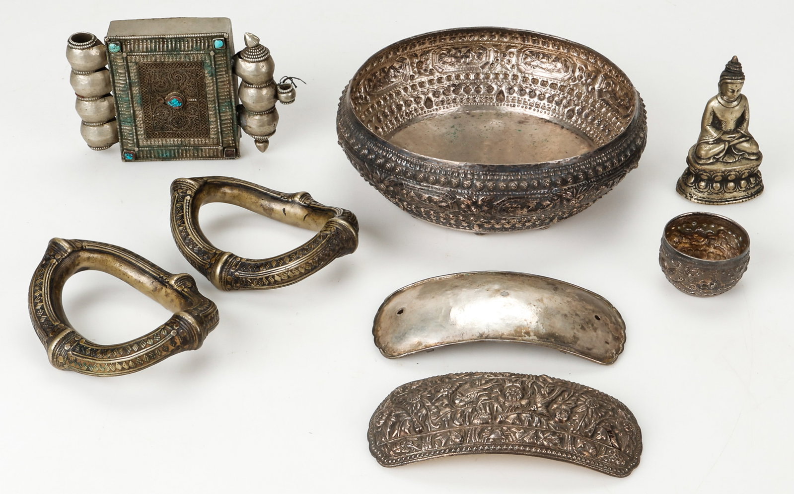 Group Of 8 Tibetan And Indian Silver Works (1 of 6)