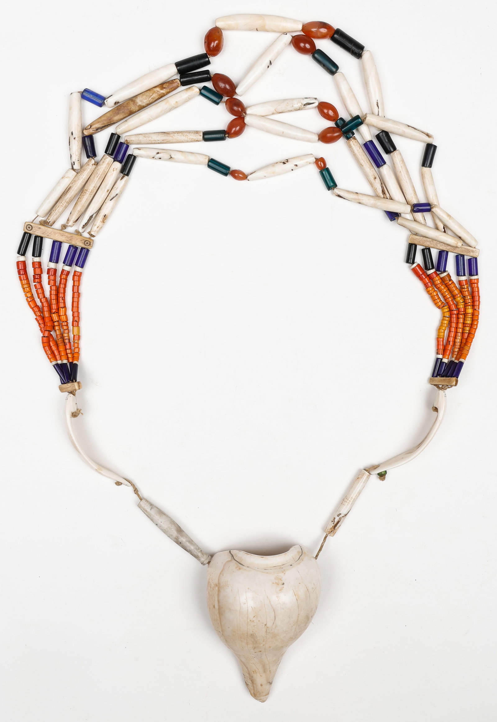 Rengma or Angami Naga Shell and Carnelian Necklace, Nagaland, NE India (1 of 3)