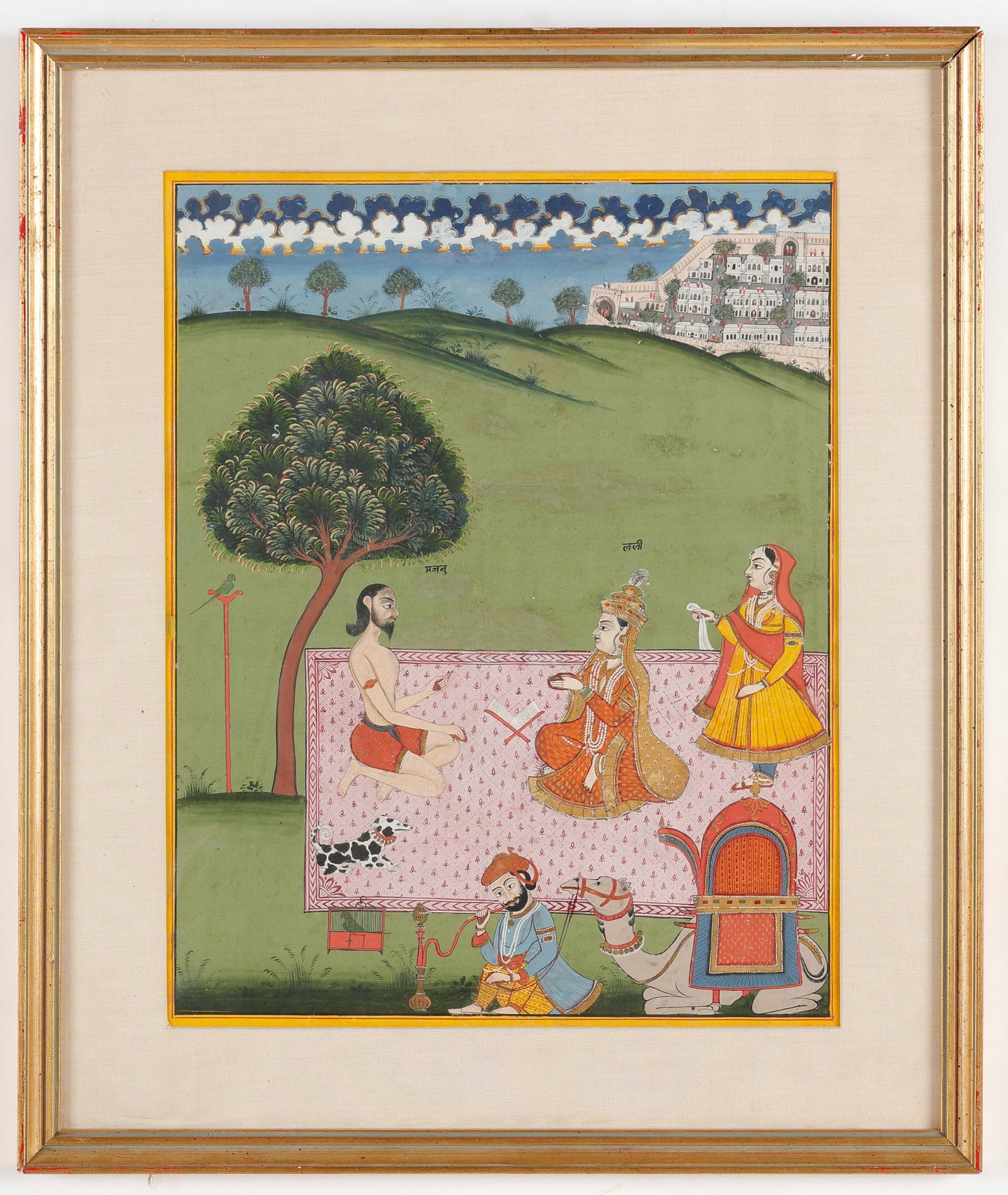 Indian Miniature Painting Of Lovers Layla and Majnun, Early to Mid 19th C. (1 of 2)