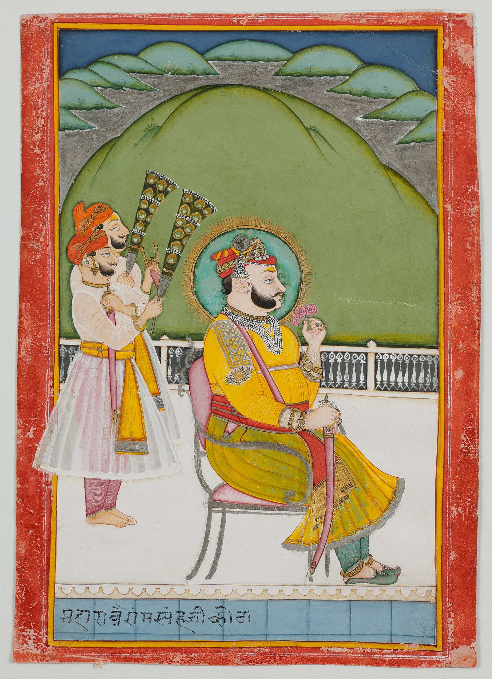Indian Miniature Painting, Portrait of Maharaja Shri Man Singh Ji, Early 19th C. (1 of 5)