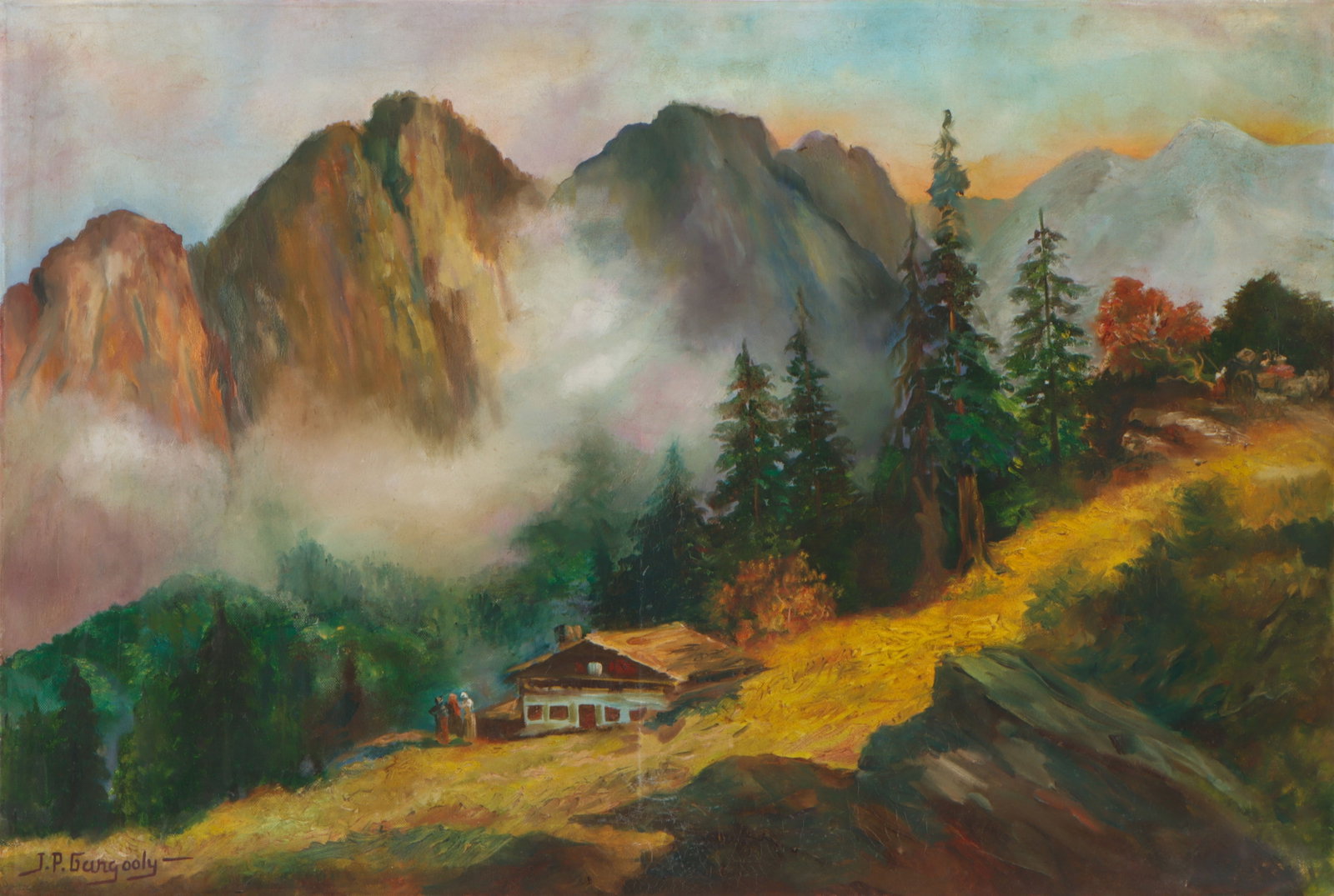 Jamini Prokash Gangooly (Indian, 1876-1953), Oil Painting, 24" x 35" (1 of 4)