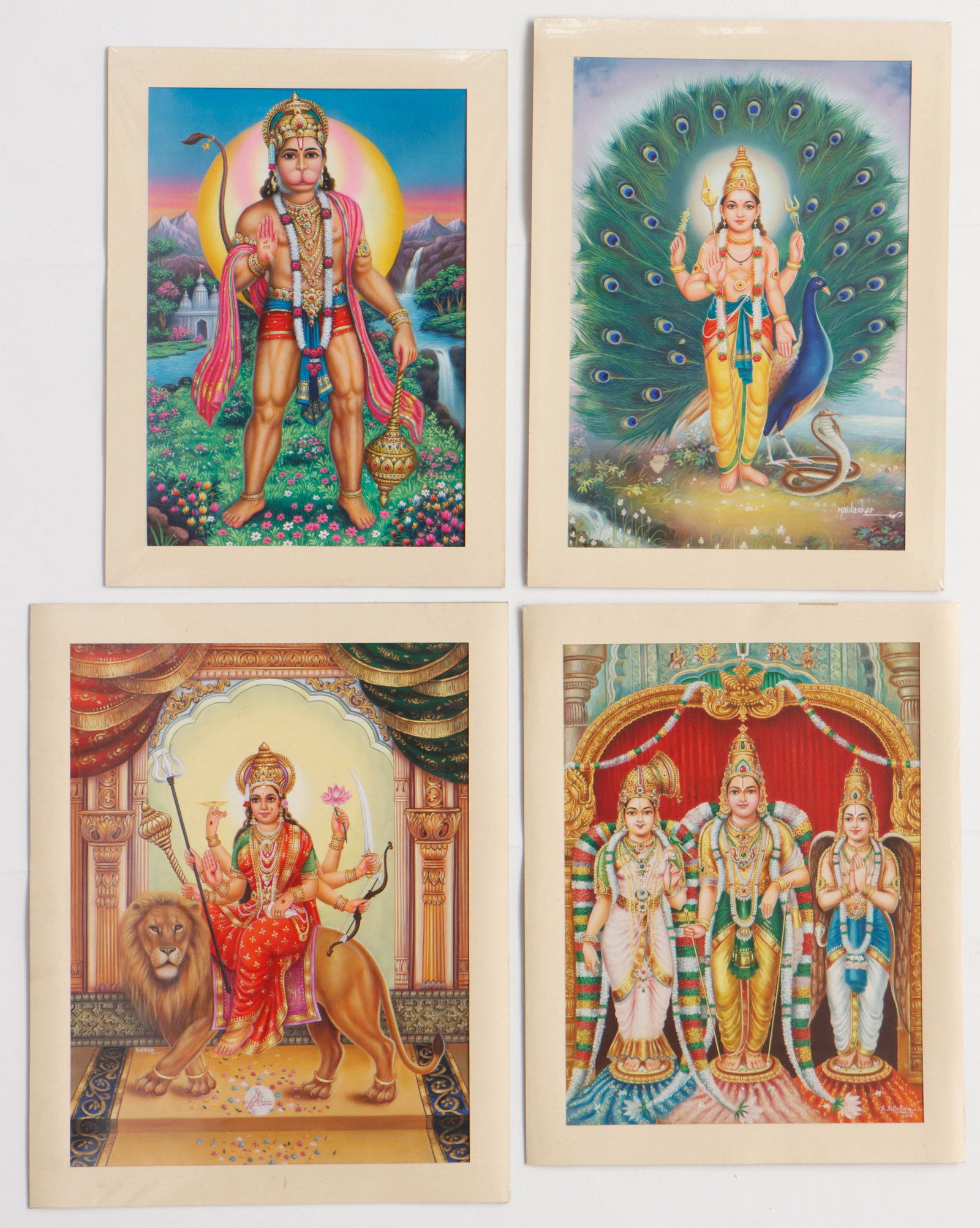 4 Indian Illustration Art Calendar Gouache Paintings (1 of 8)