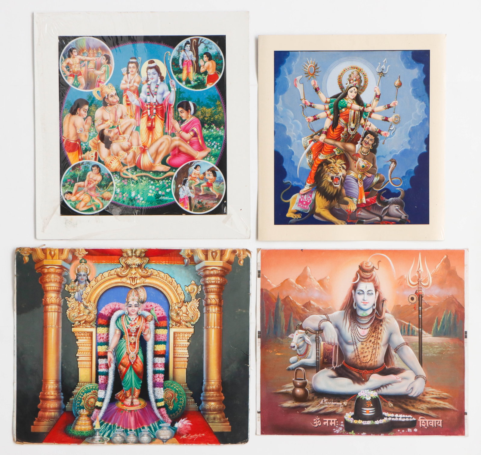 4 Indian Illustration Art Calendar Gouache Paintings (1 of 8)