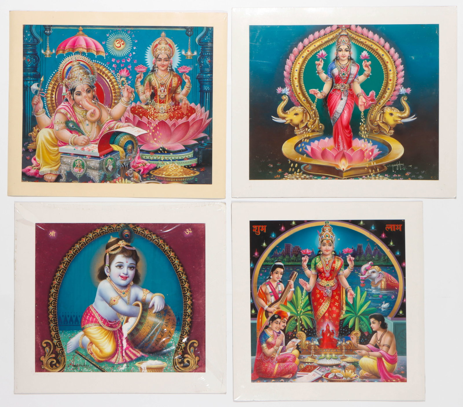 4 Indian Illustration Art Calendar Gouache Paintings (1 of 8)