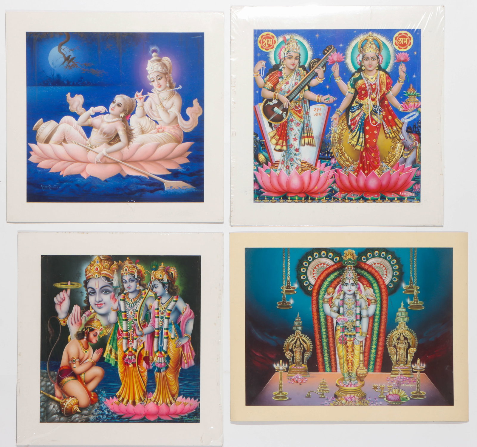 4 Indian Illustration Art Calendar Gouache Paintings (1 of 8)