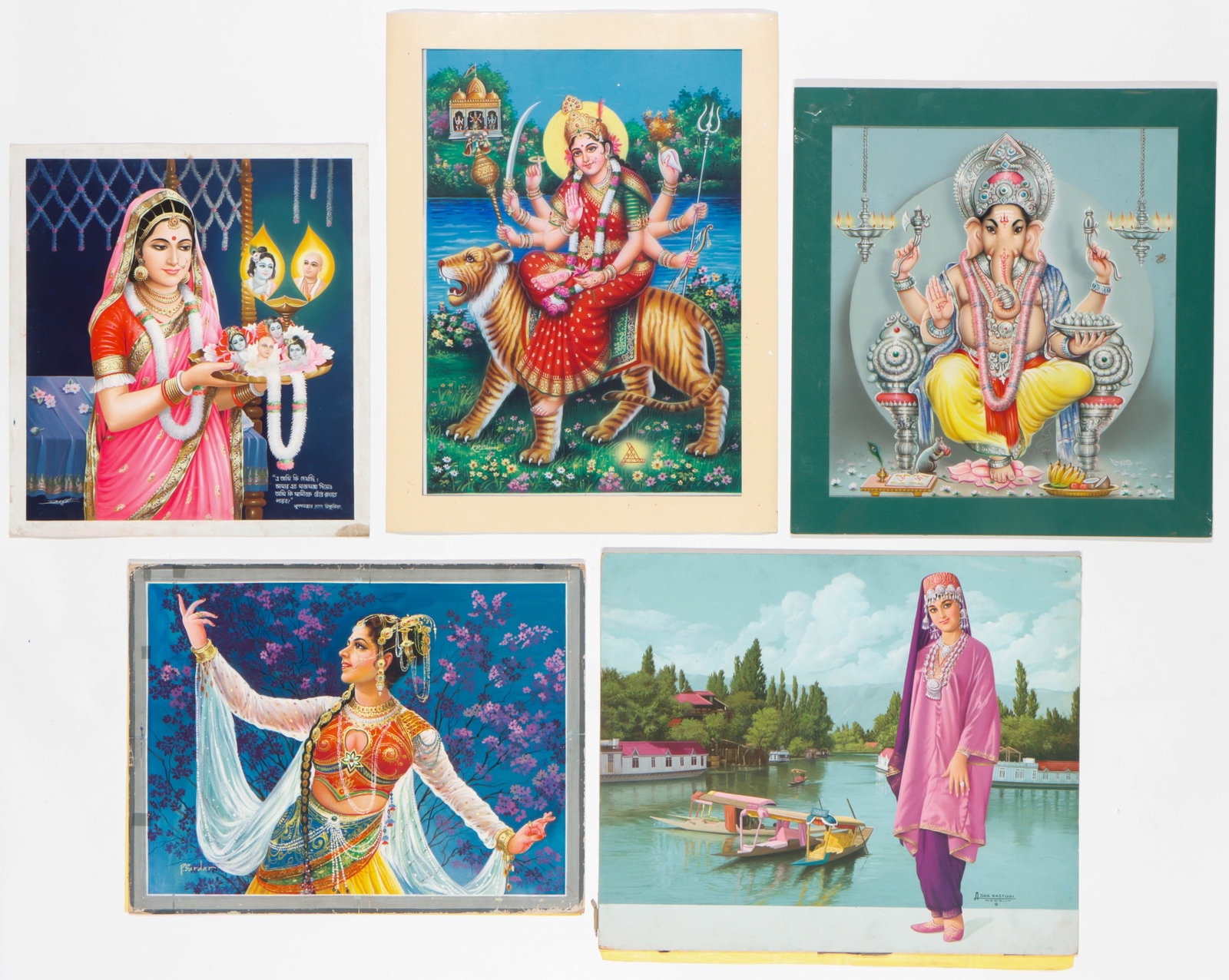 5 Indian Illustration Art Calendar Gouache Paintings (1 of 9)