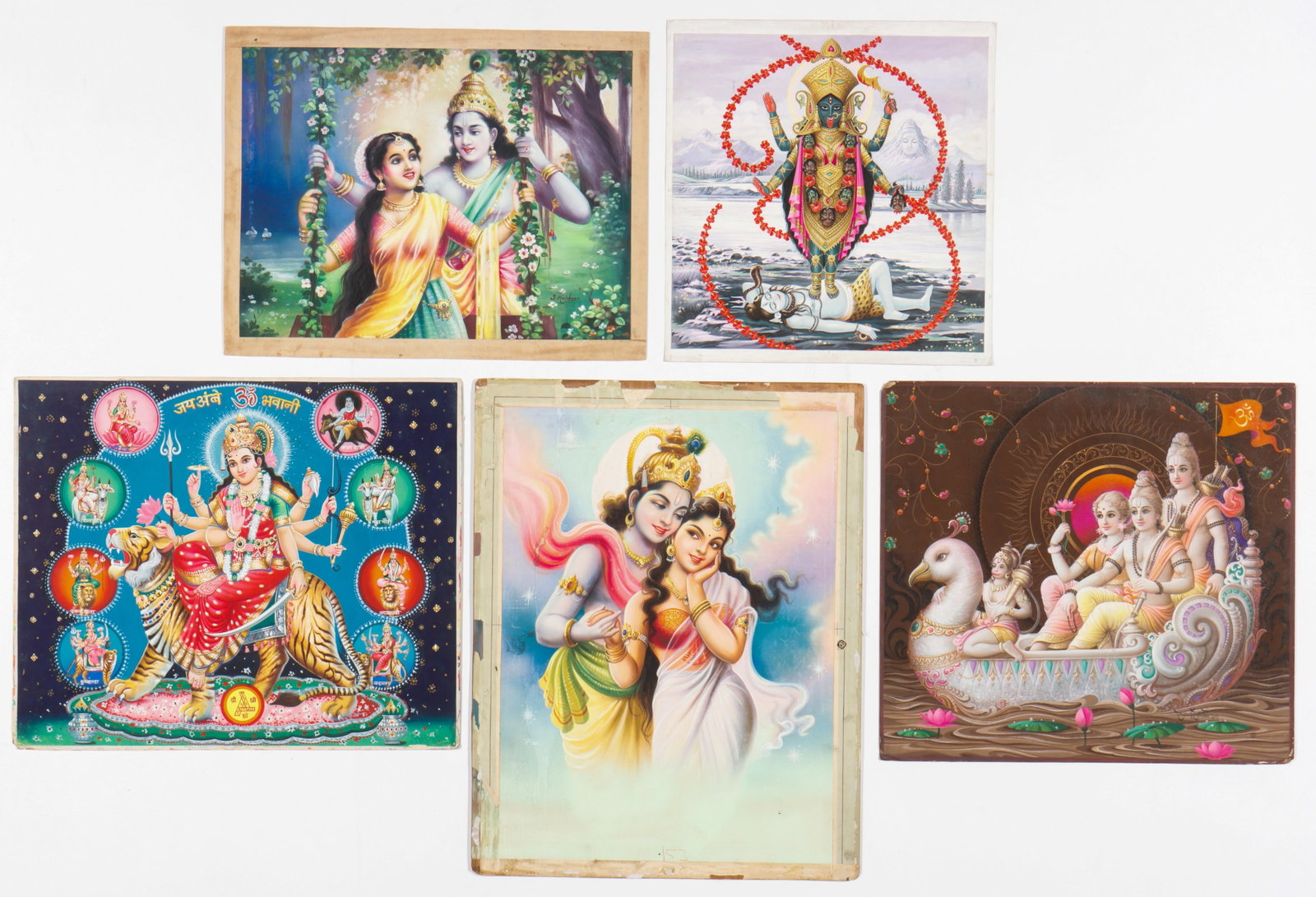 5 Indian Illustration Art Calendar Gouache Paintings (1 of 9)