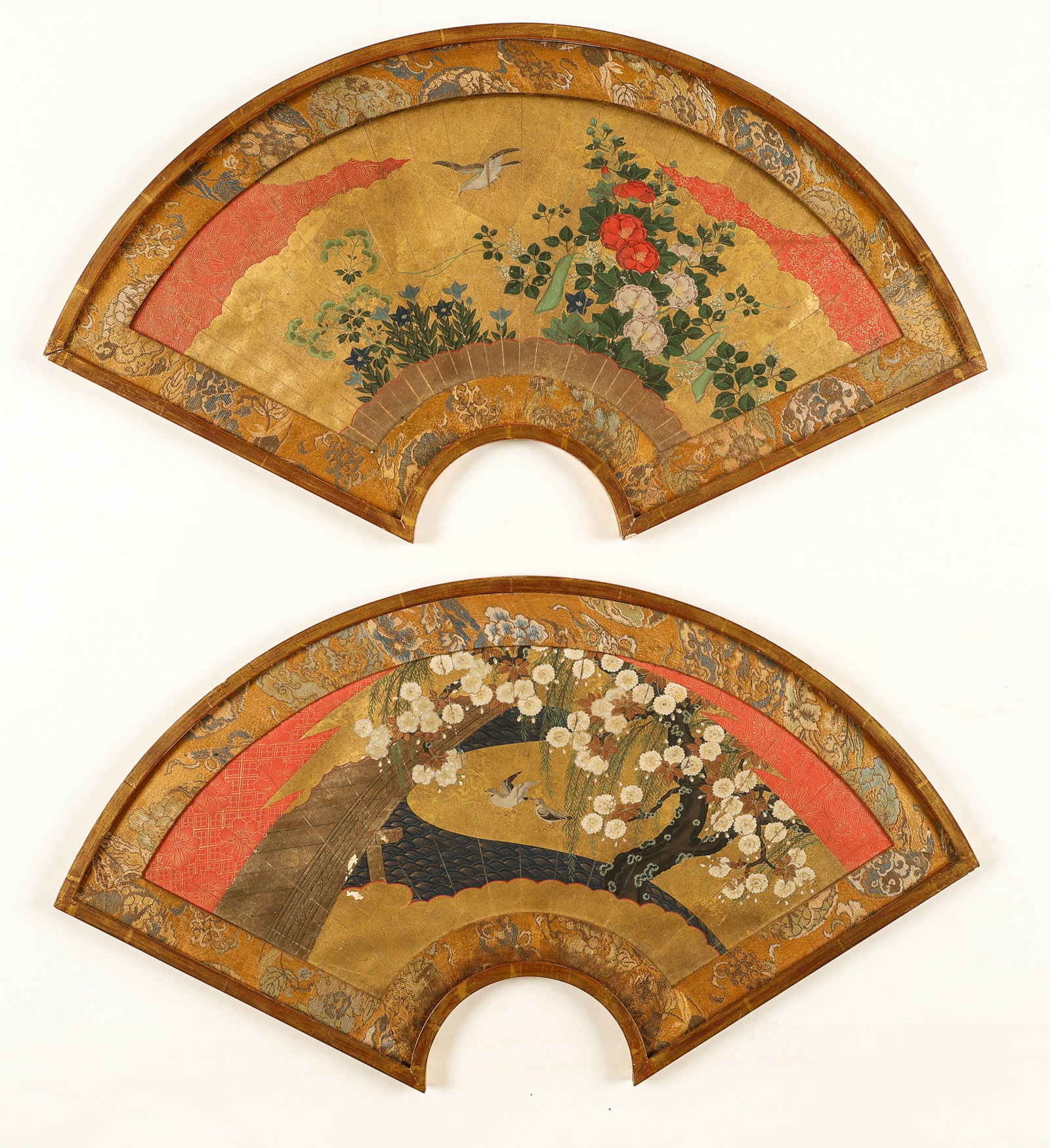 2 Framed Japanese Painted Fans (1 of 4)