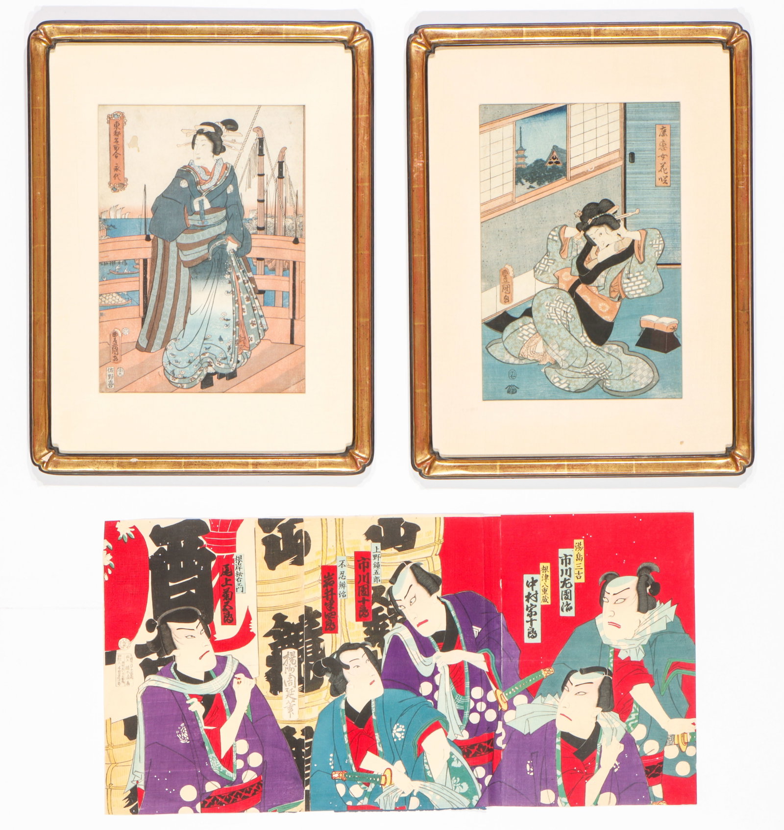 Group Of 3 Antique Japanese Woodblock Prints (1 of 7)