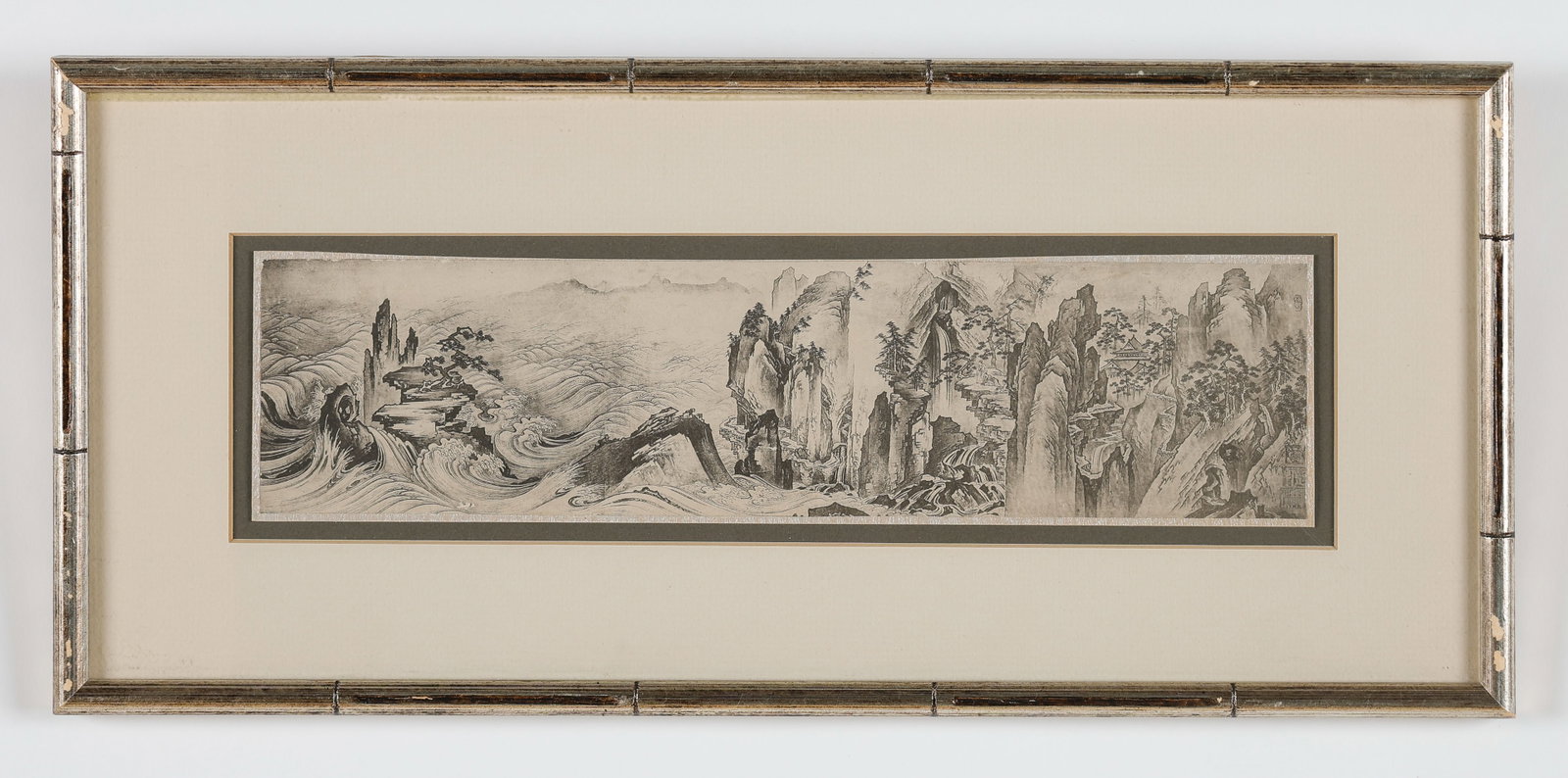 Japanese Panoramic Landscape Print (Nanga / Kano-inspired), Showa Period (1 of 2)