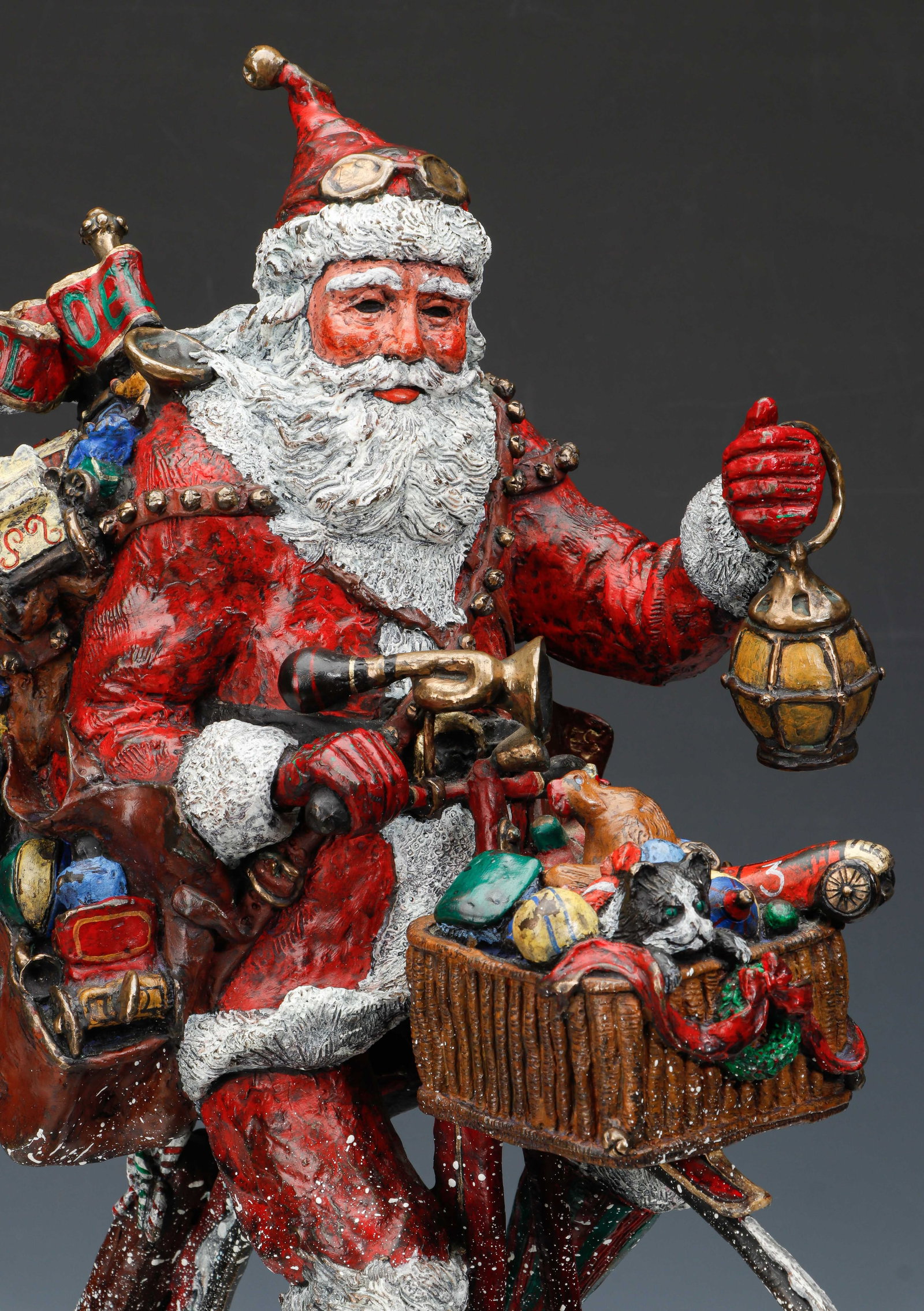 Stanley Wanlass (American, b.1941) "Silent Knight" Santa Claus Cold Painted Bronze, H: 26" - 2