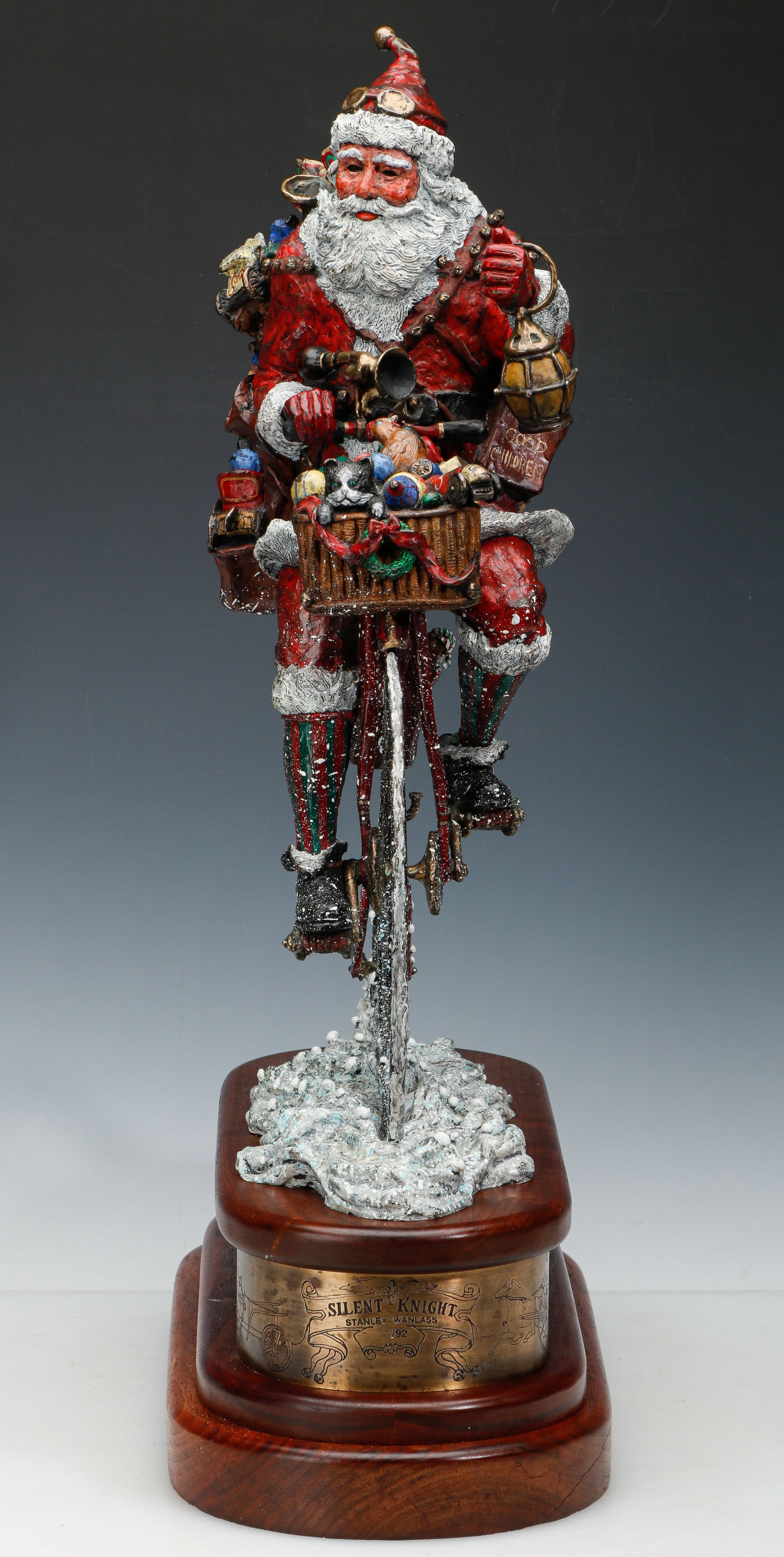 Stanley Wanlass (American, b.1941) "Silent Knight" Santa Claus Cold Painted Bronze, H: 26" - 3