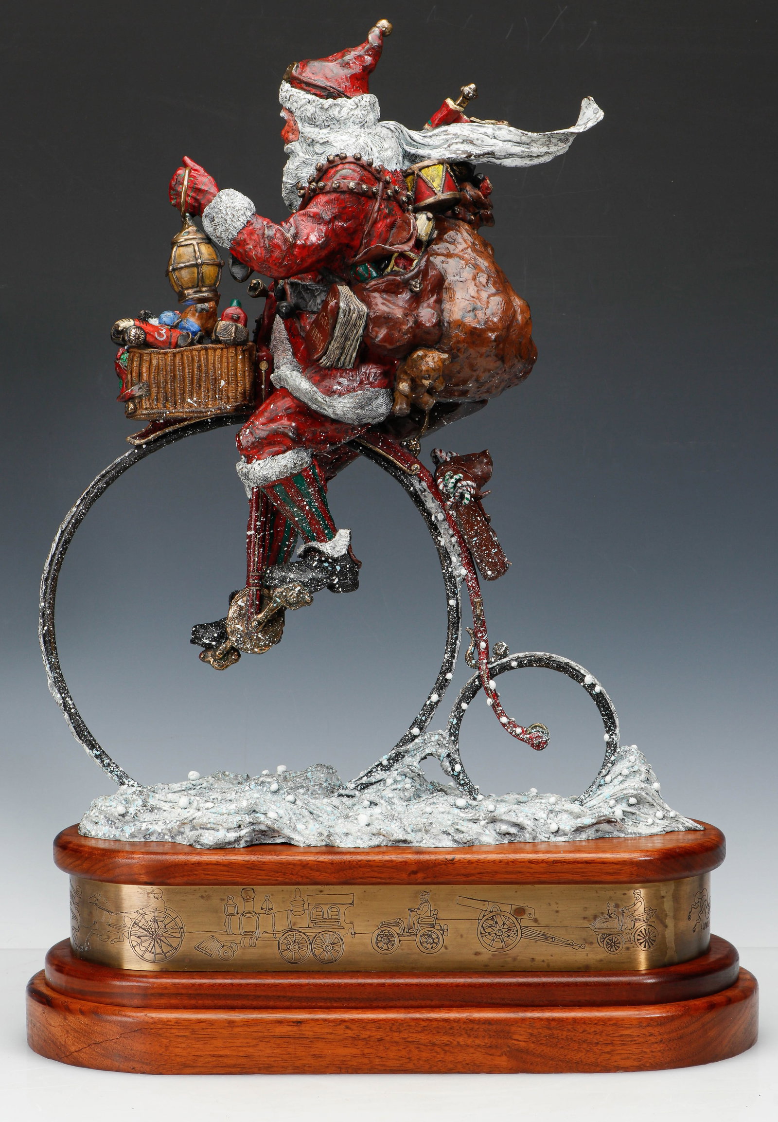 Stanley Wanlass (American, b.1941) "Silent Knight" Santa Claus Cold Painted Bronze, H: 26" - 5