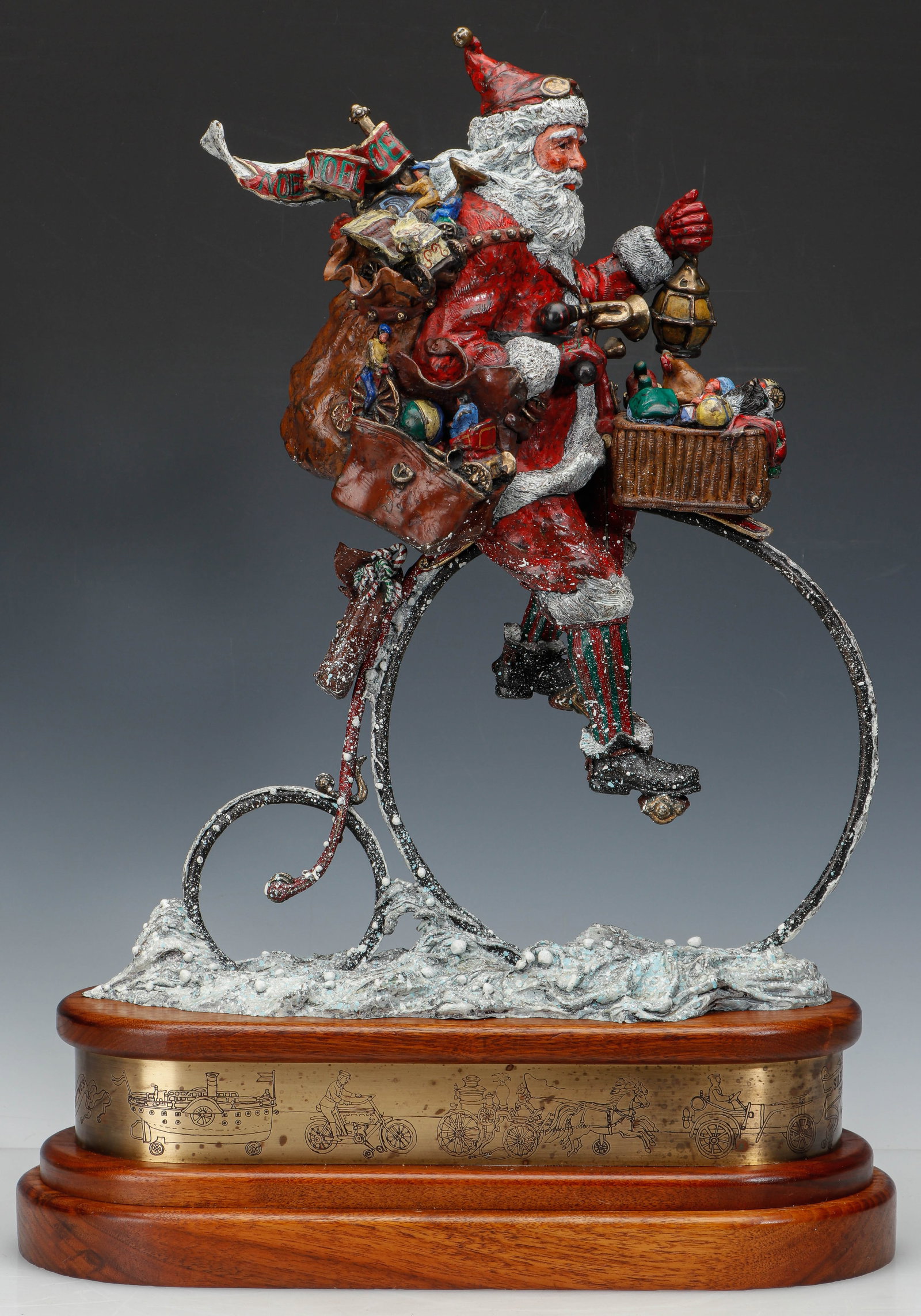 Stanley Wanlass (American, b.1941) "Silent Knight" Santa Claus Cold Painted Bronze, H: 26" - 8