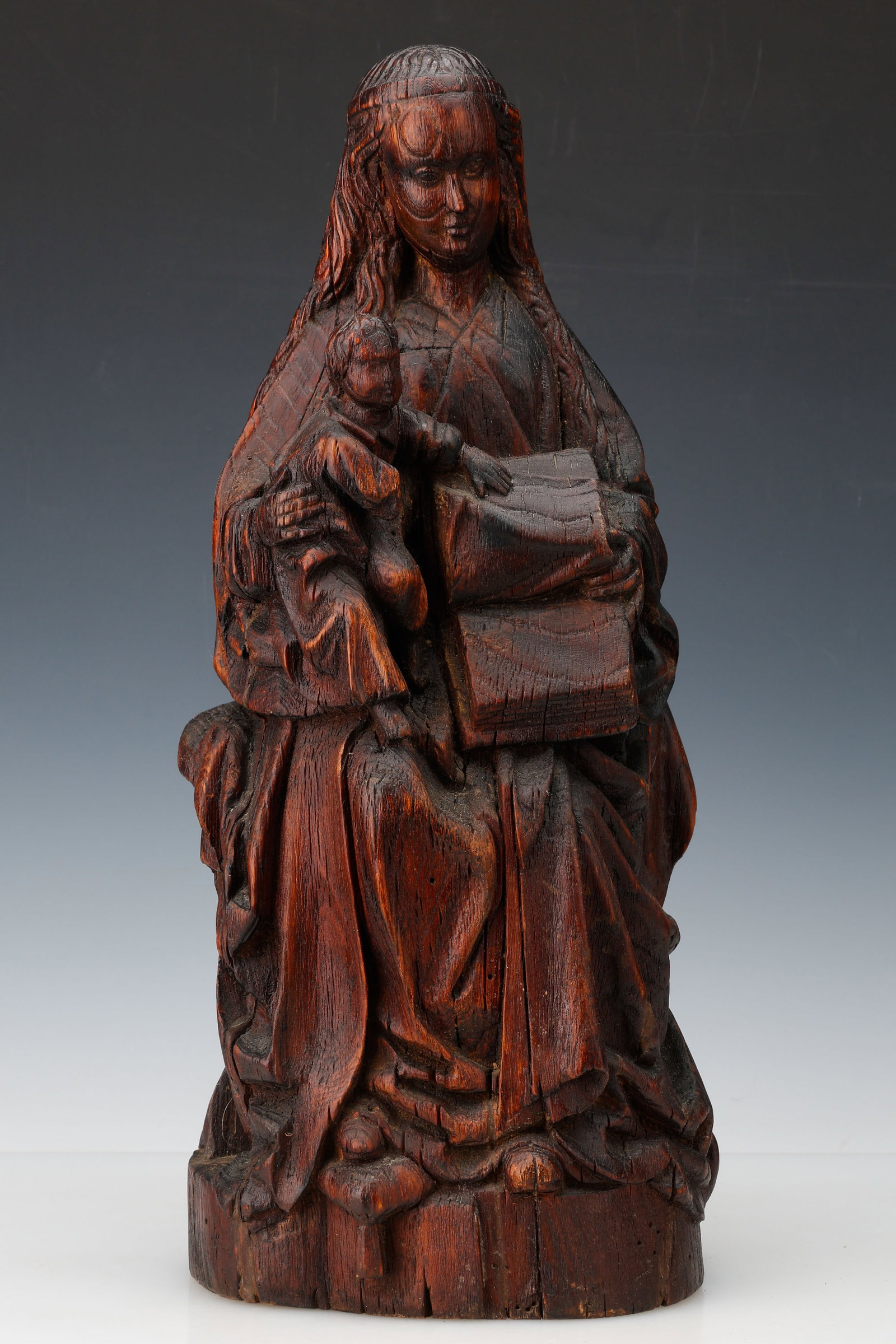 Antique Continental Carved Oak Madonna And Child, 17th C. Or Later, H: 20" (1 of 5)