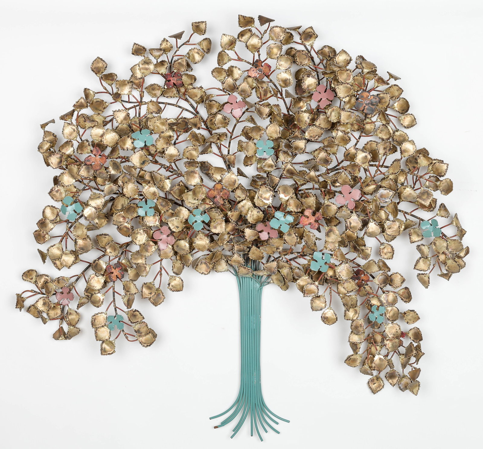 Contemporary Metal "Tree of Life" Wall Hanging, 20th C., 36'' x 41'' x 8.5': Contemporary Metal "Tree of Life" Wall Hanging, 20th C. Size: 36'' x 41'' x 8.5'' (91 x 104 x 22 cm).