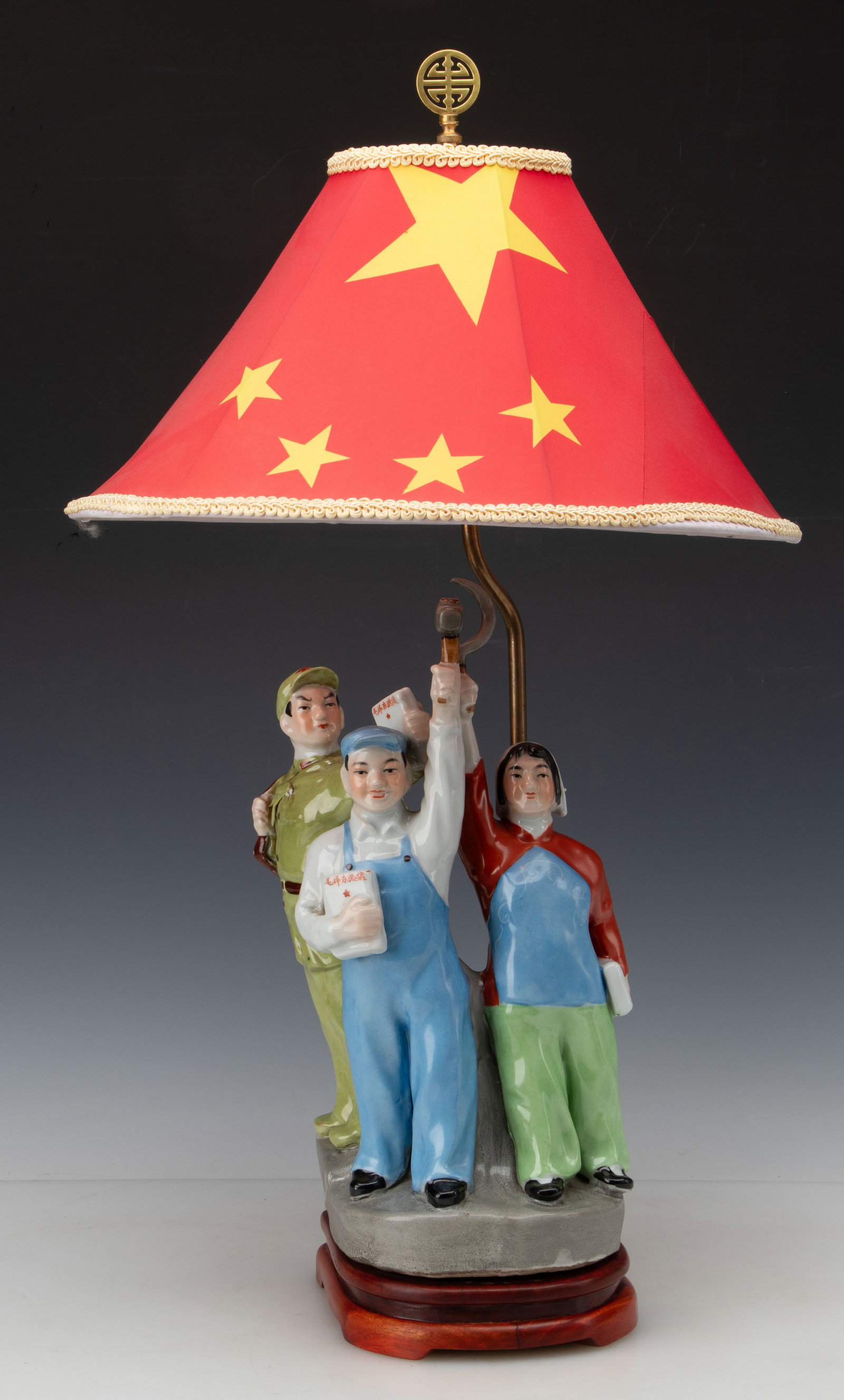 Chinese Cultural Revolution Ceramic Figural Group Table Lamp (1 of 4)