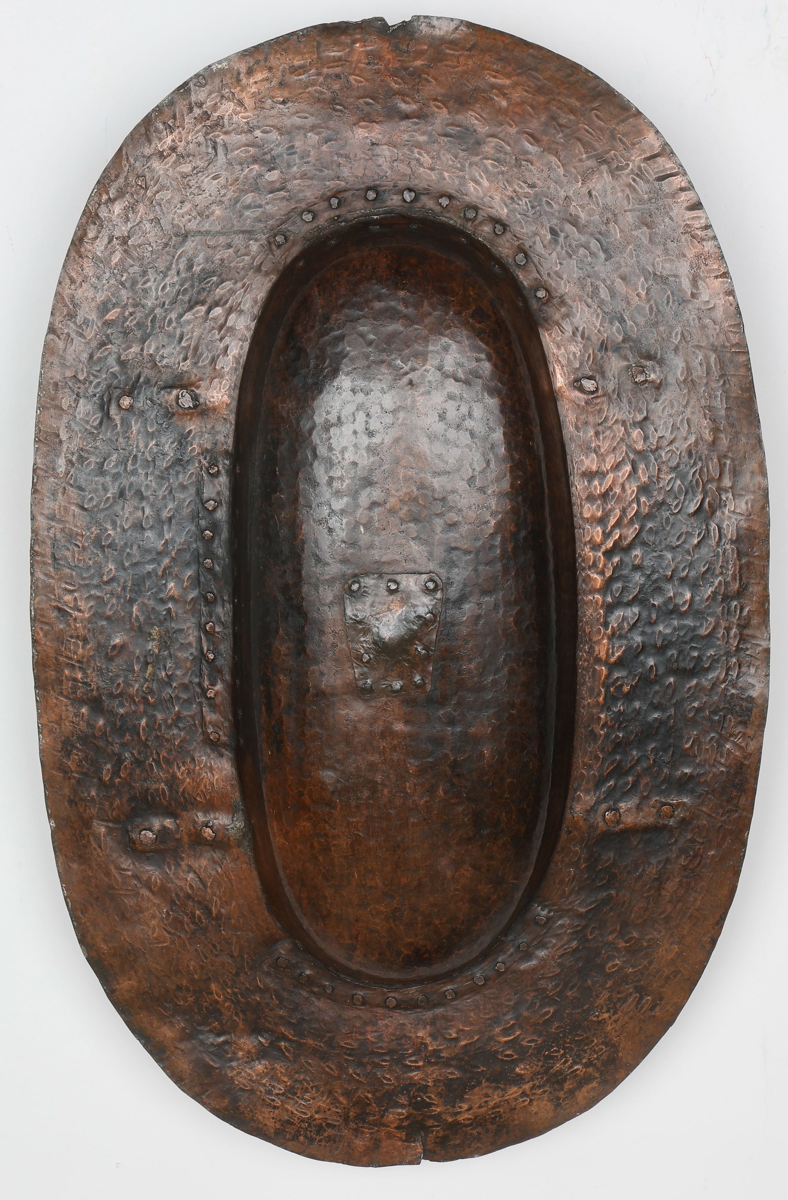 Large Tinned Copper Oval Tray, 9" x 31" x 20" (1 of 3)