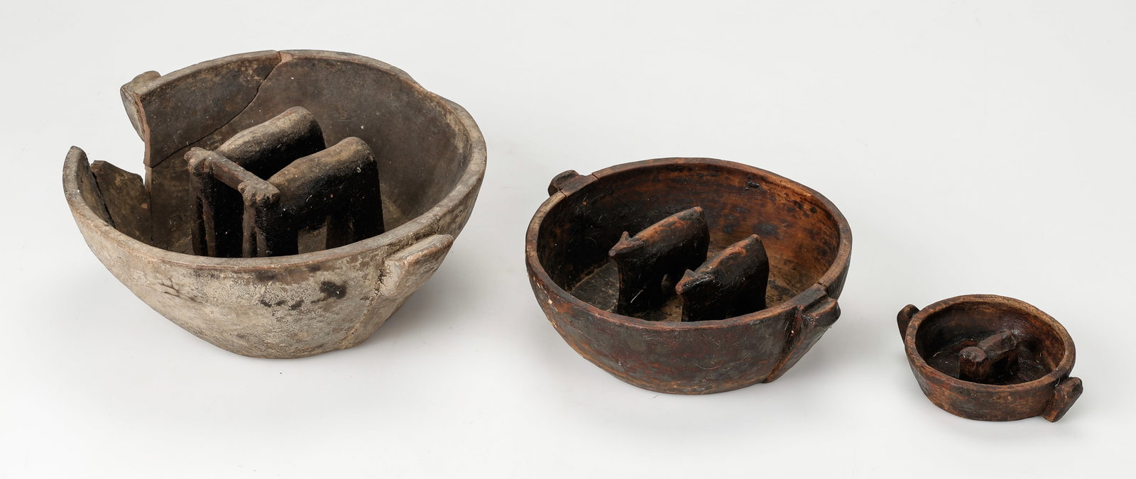 Group Of 3 Bolivian Aymara Wood Bowls, Late 19th-Early 20th C. (1 of 5)