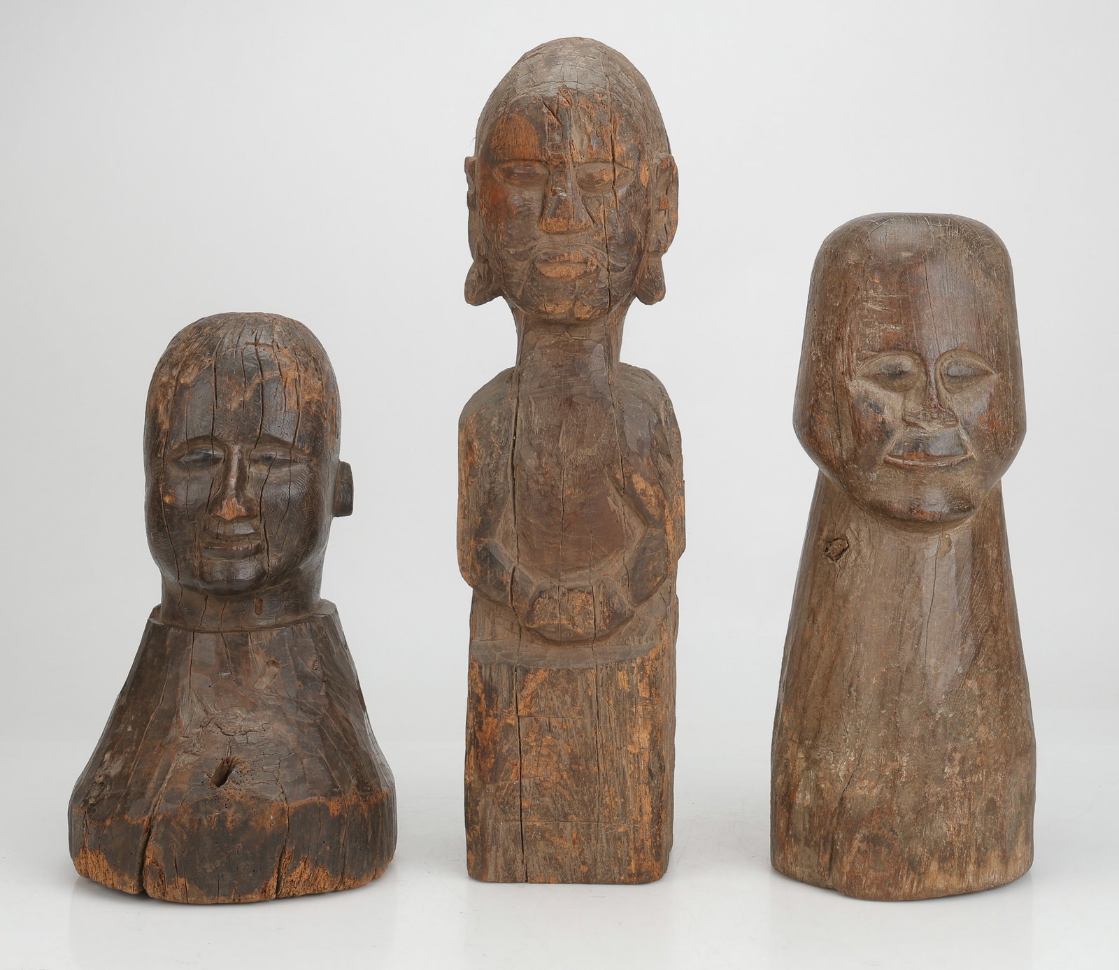 3 Antique Wooden Figures (1 of 6)