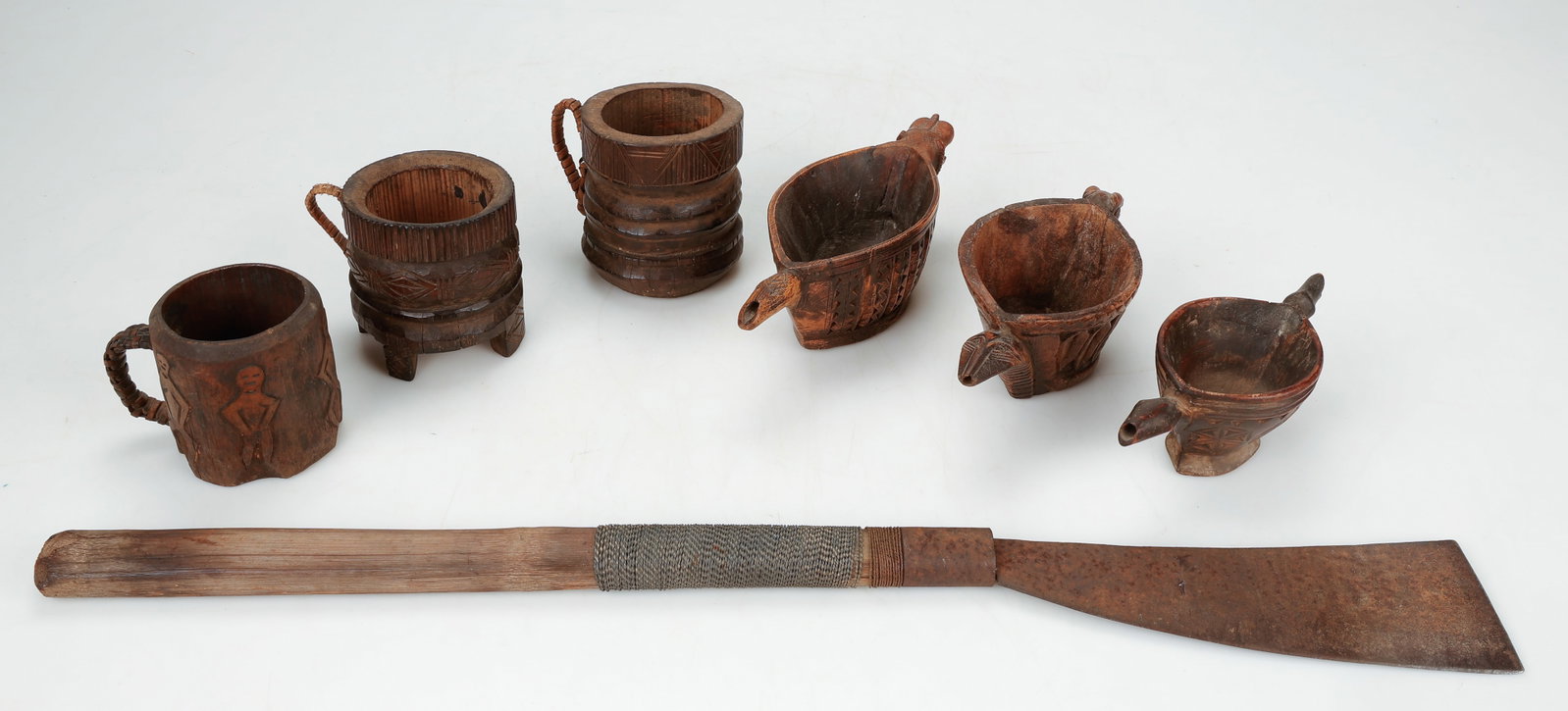 6 Wooden Containers And A Dao, NE India (1 of 6)