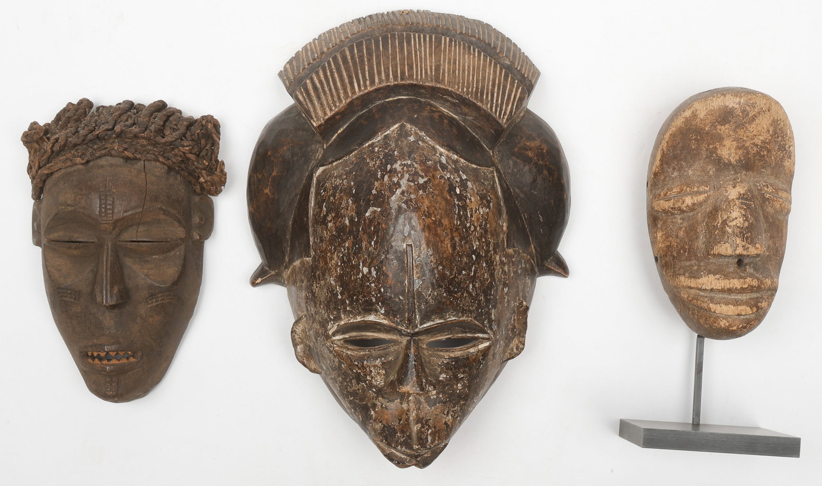 3 Vintage African Carved Wood Masks (1 of 4)