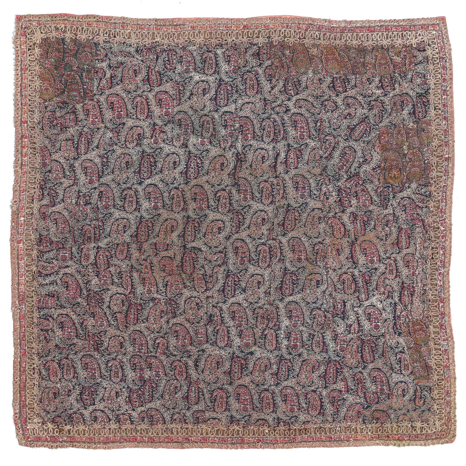Kerman Boteh Square, Persia, 19th C., 2'10'' x 2'11'' (1 of 3)